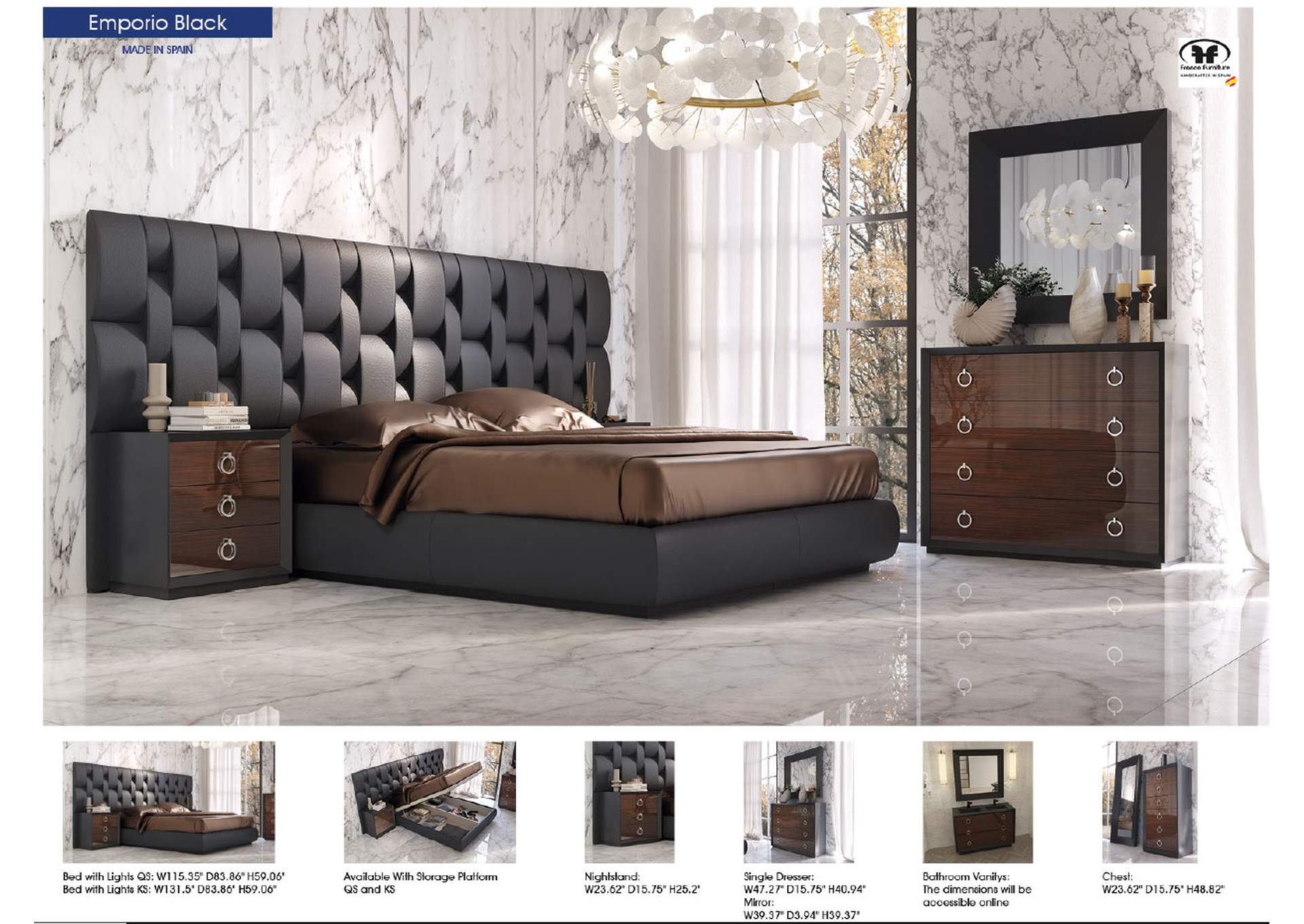 Emporio Black Bed SET image 3