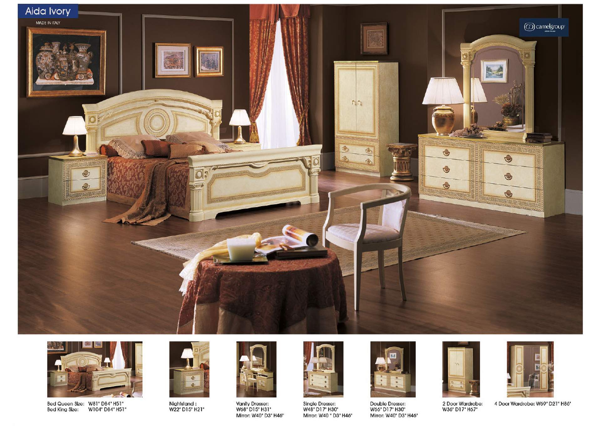 Aida Bed Ivory with Gold SET image 3