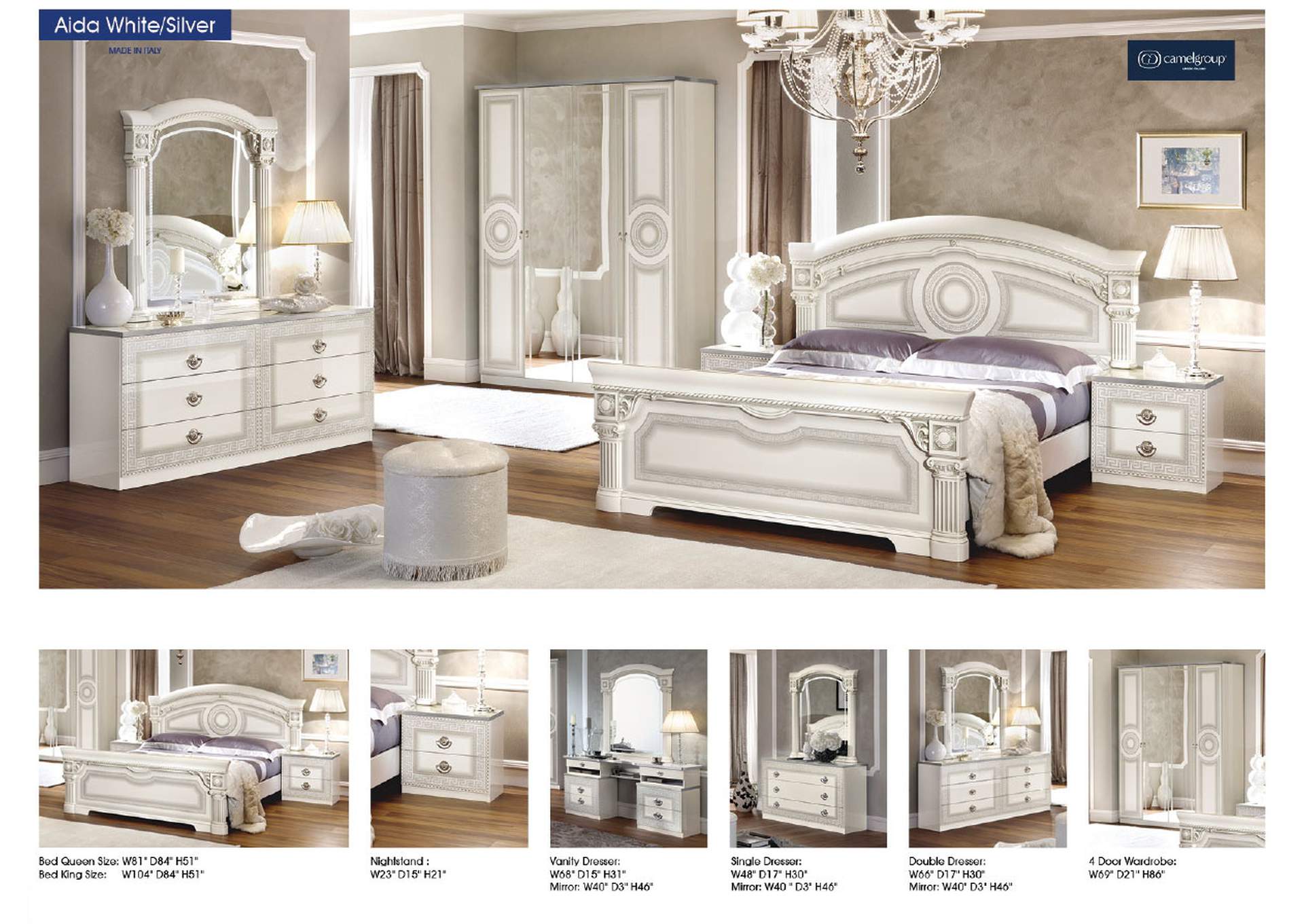 Aida Bed White with Silver SET image 3
