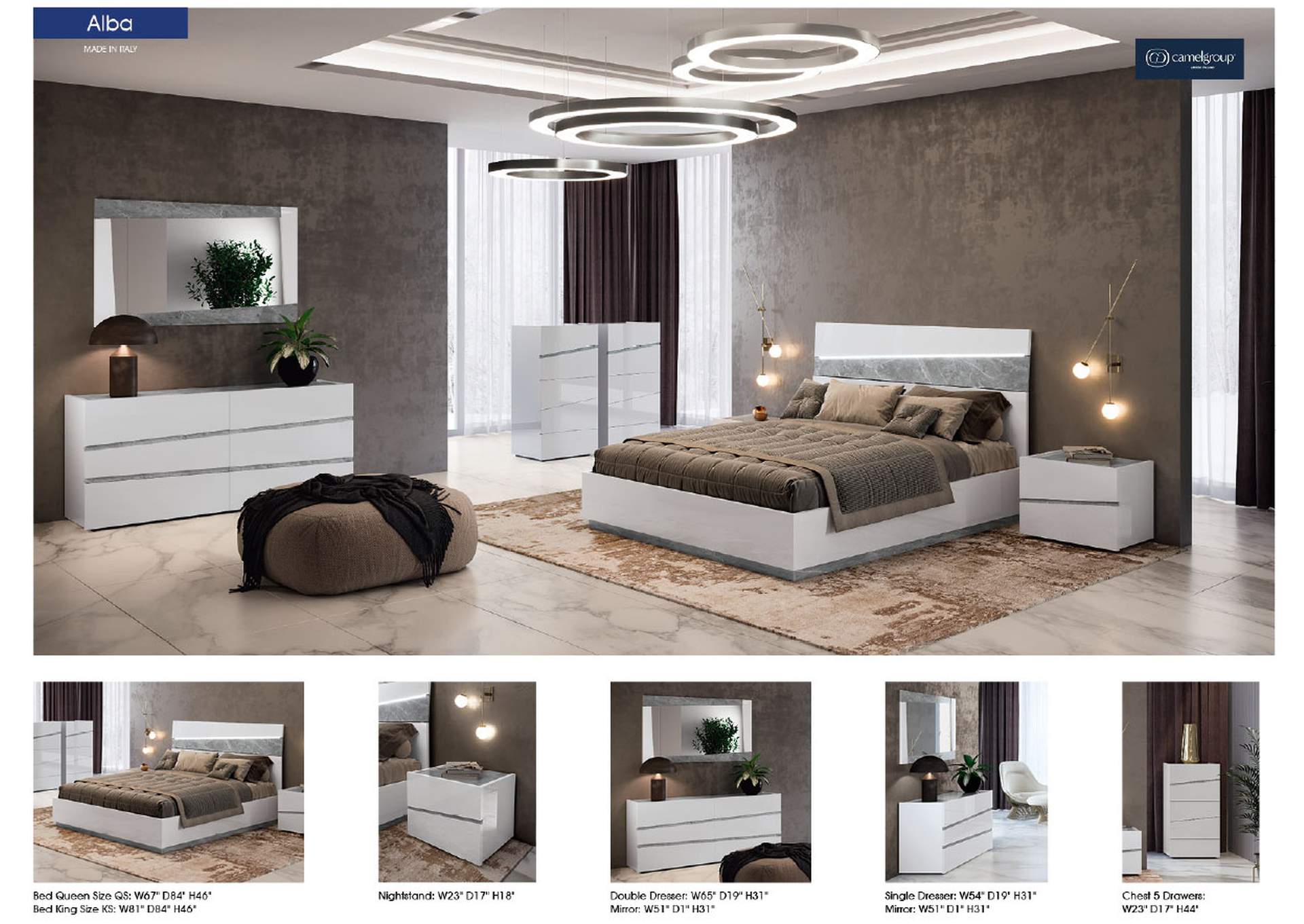 Alba Bed with Light, Italy SET image 11