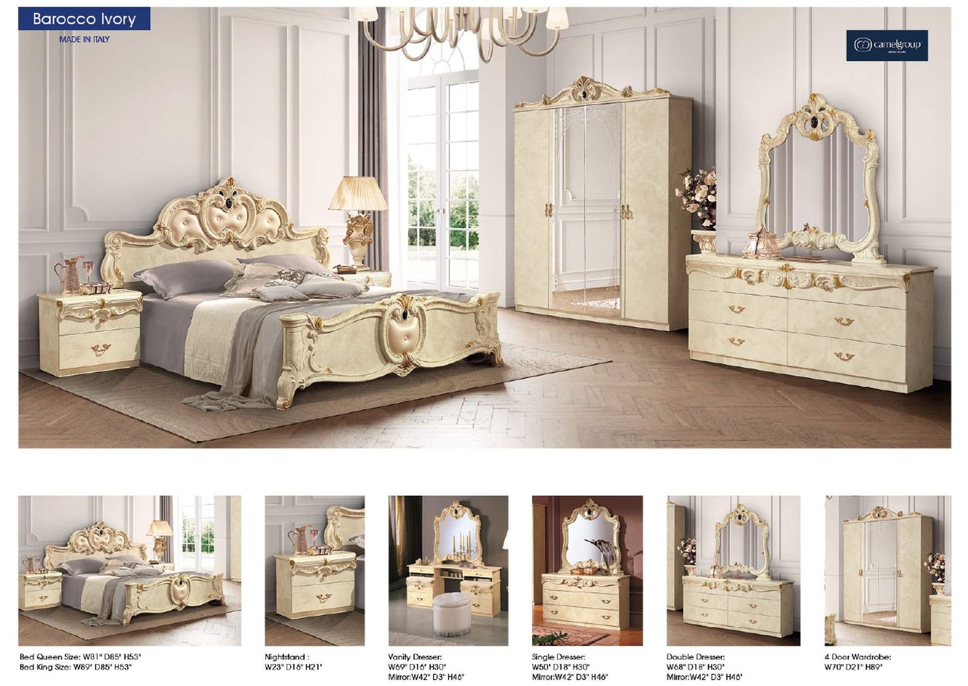 Barocco Bed Ivory, Camel Group Italy SET image 8