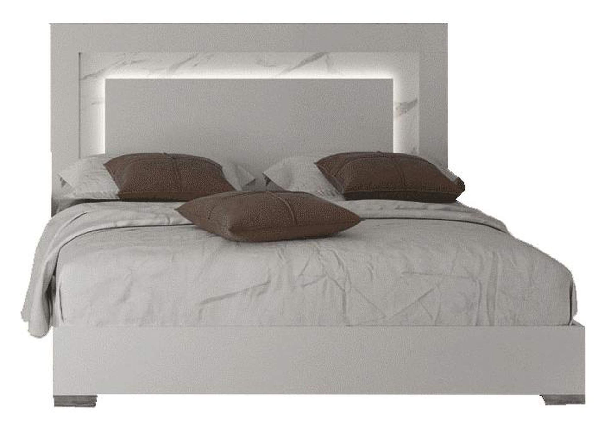 Carrara King size Bed White w/Light image 1