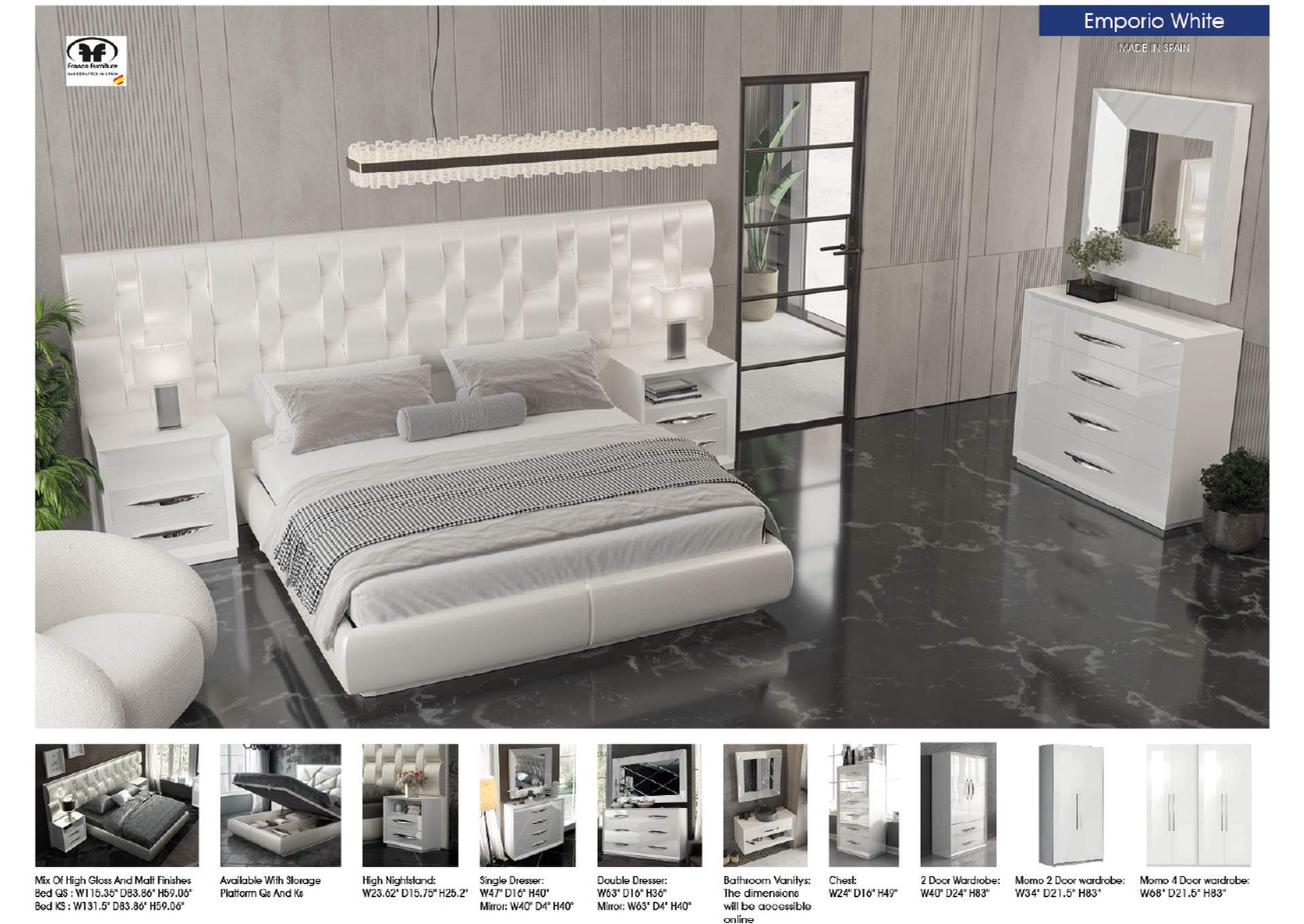 Emporio White Bed SET image 3