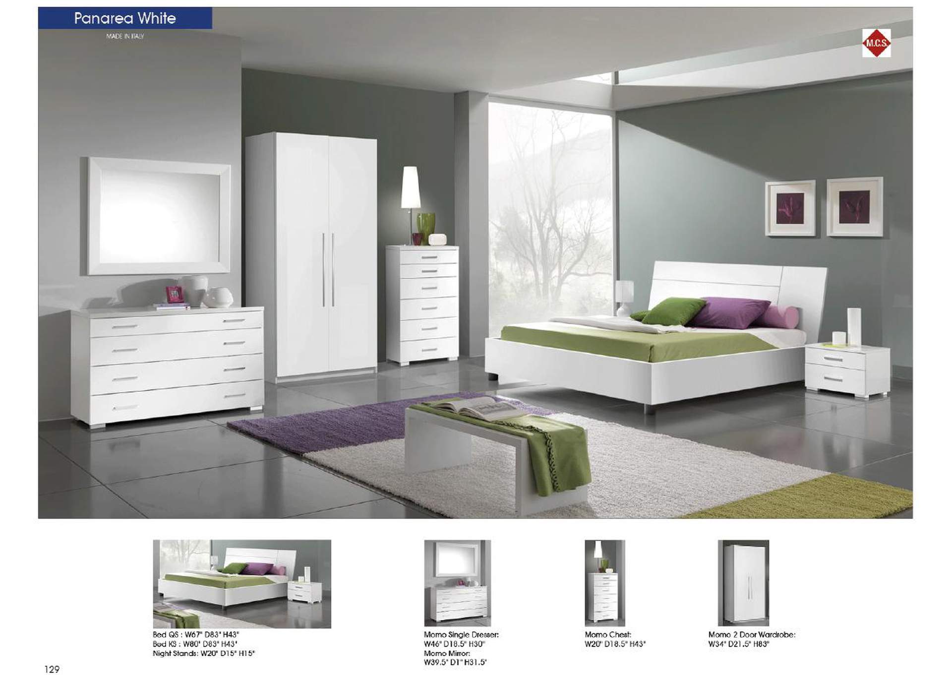 Panarea White Bed SET image 3