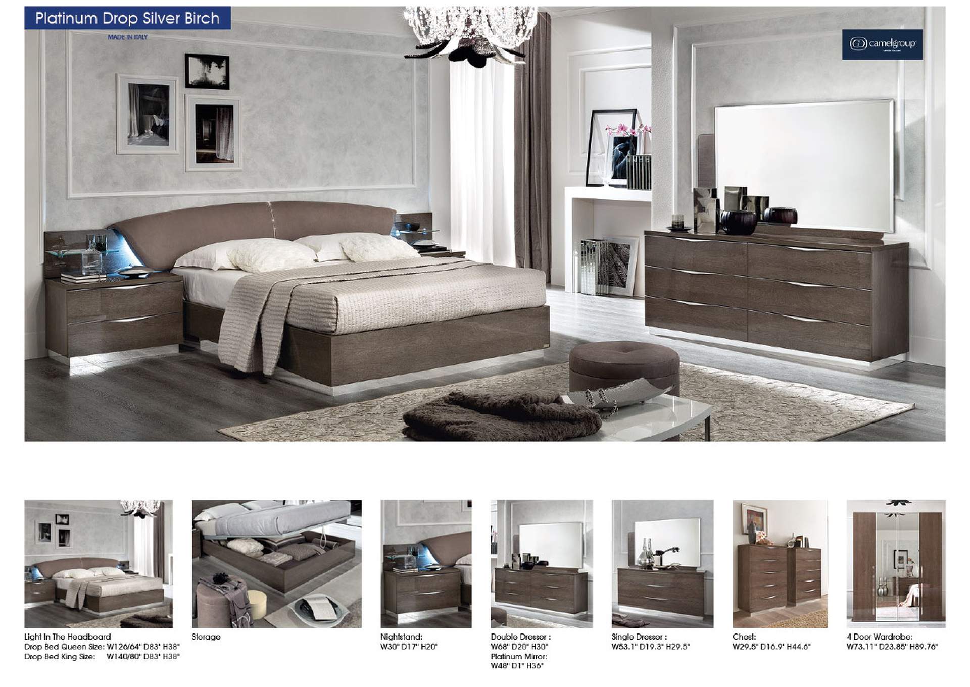 Platinum Queen Drop Bed Silver Birch SET image 3