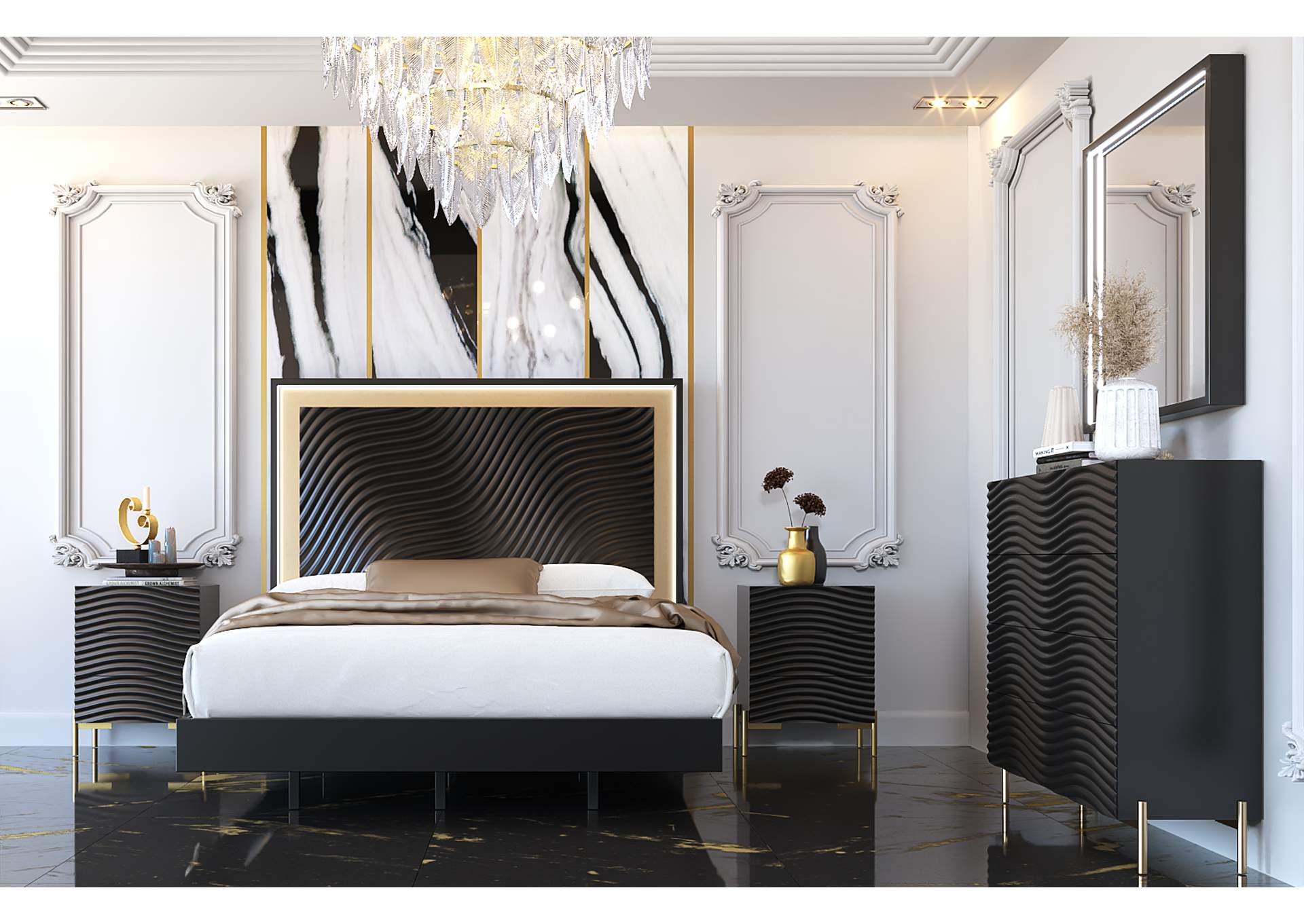 Wave Bed Dark Grey SET image 3