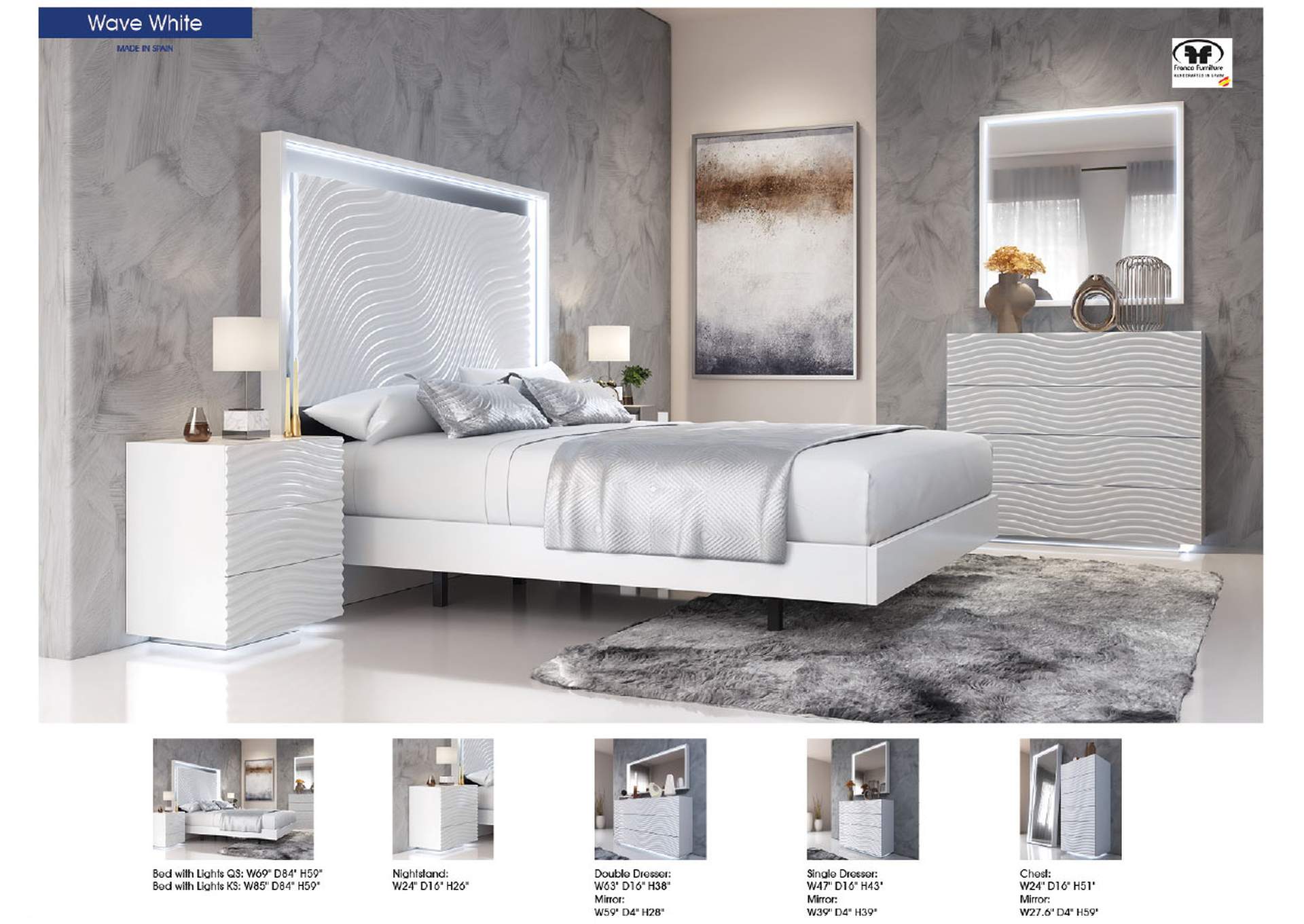 Wave Bed White SET image 9