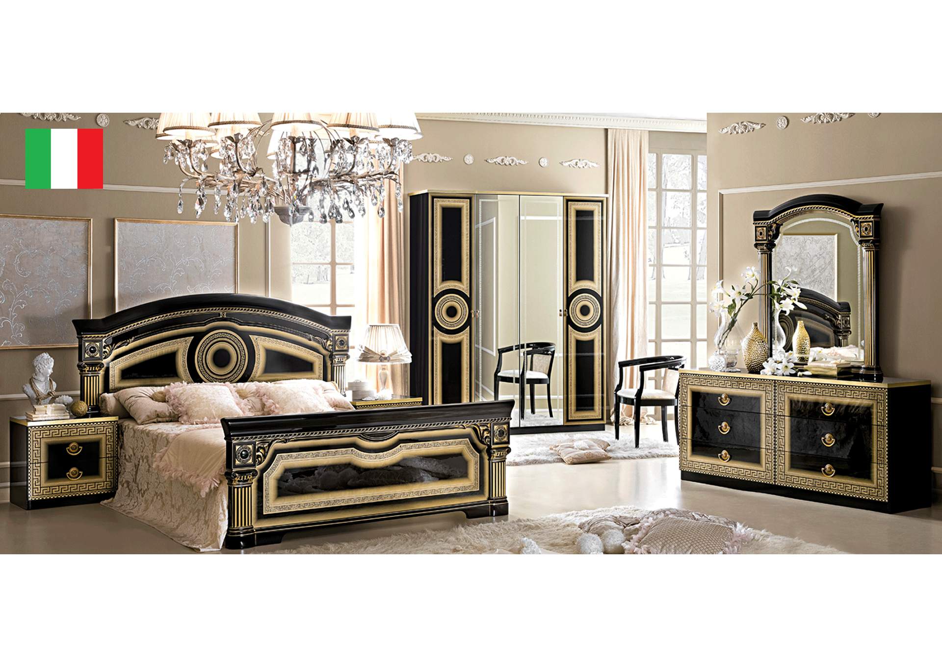Aida Bedroom Black with Gold, Camel Group Italy SET image 1