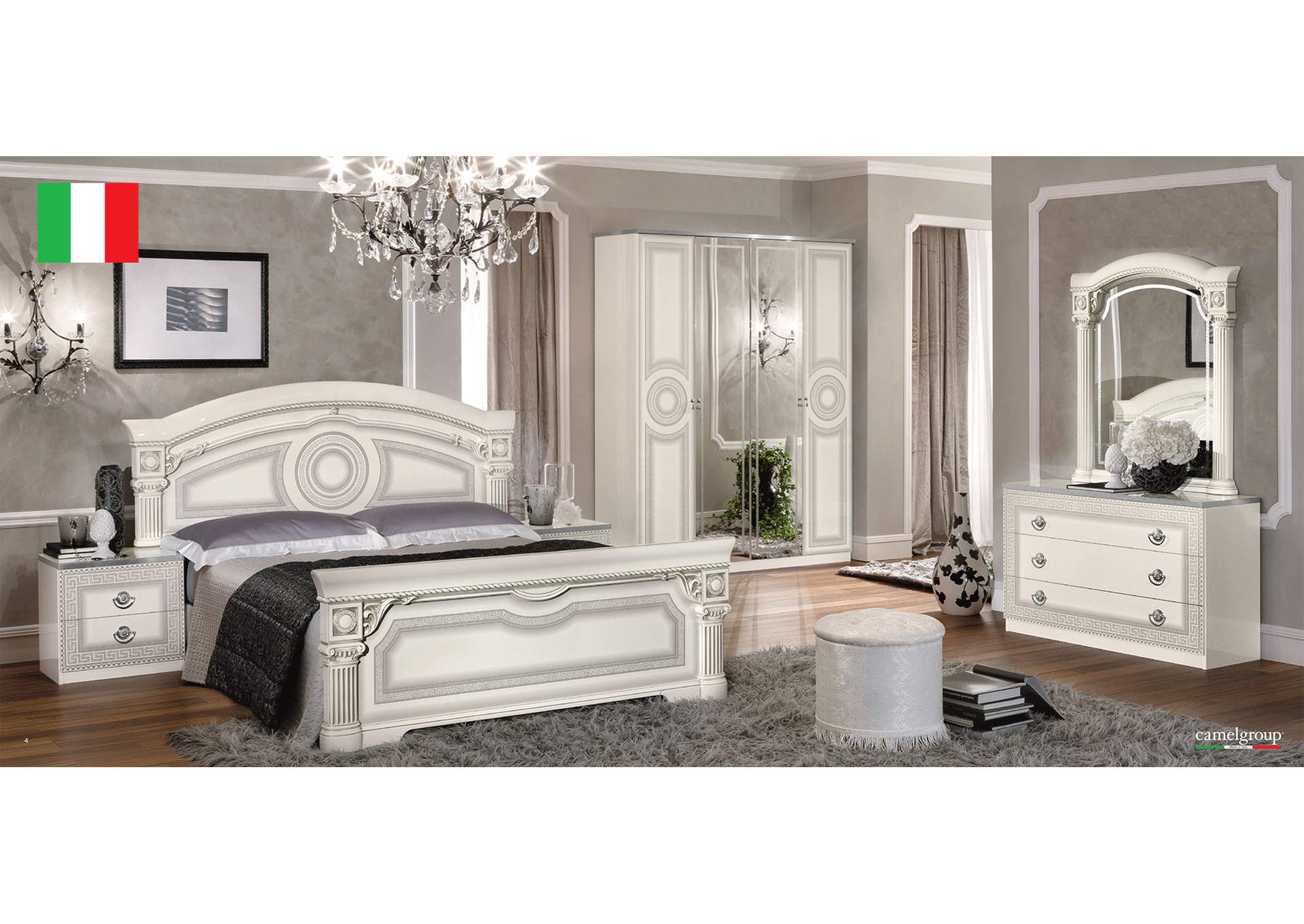 Aida Bedroom, White with Silver, Camel Group Italy SET image 1