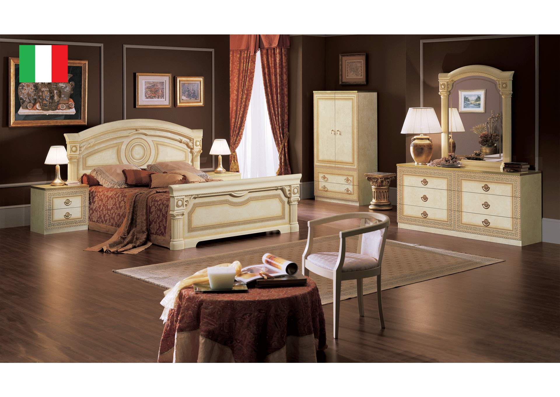 Aida Ivory Bedroom with Gold, Camel Group Italy SET image 1