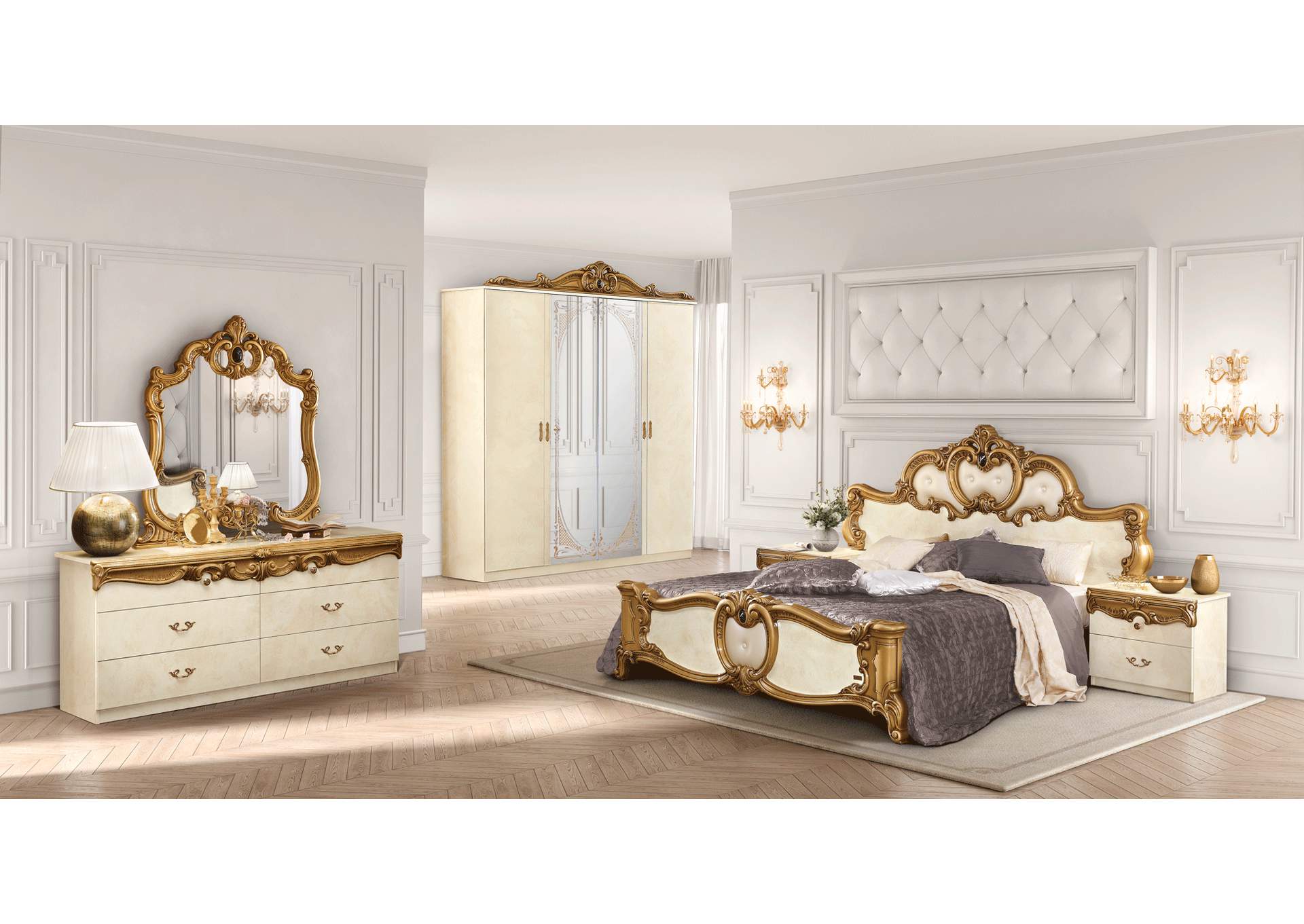 Barocco Ivory with Gold Bedroom SET image 13