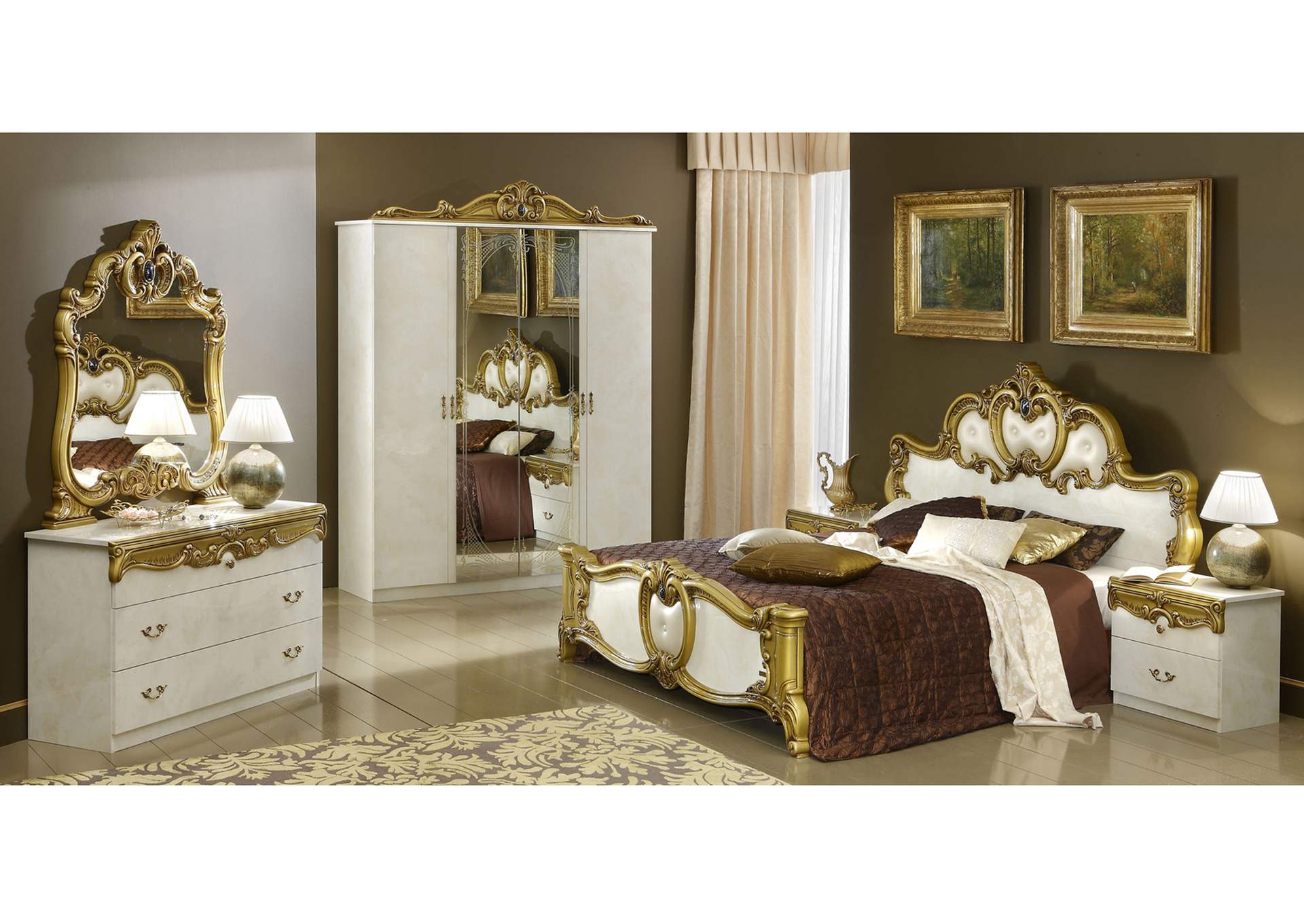 Barocco Ivory with Gold Bedroom SET image 9