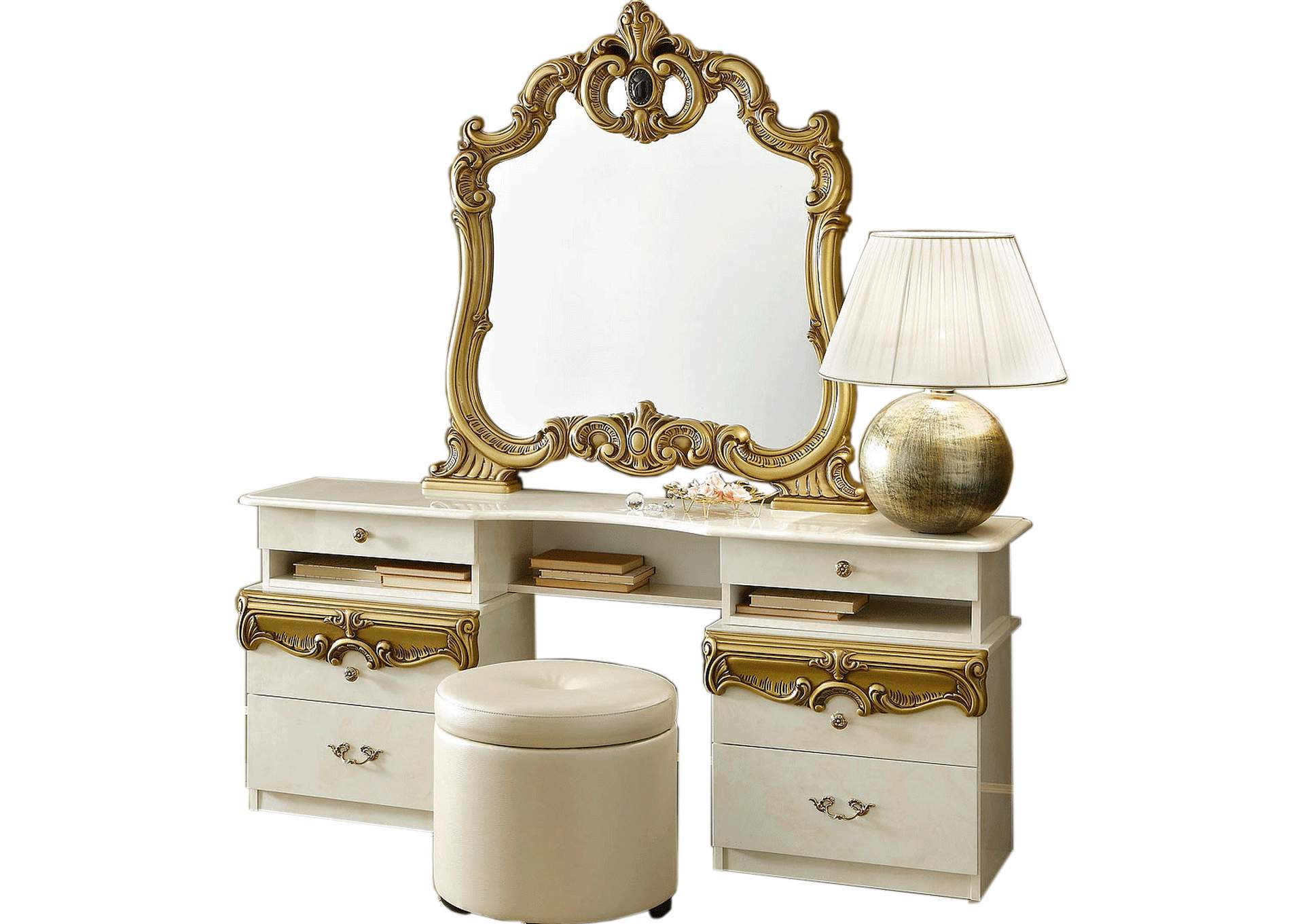 Barocco Ivory - Gold Vanity Dresser SET image 1