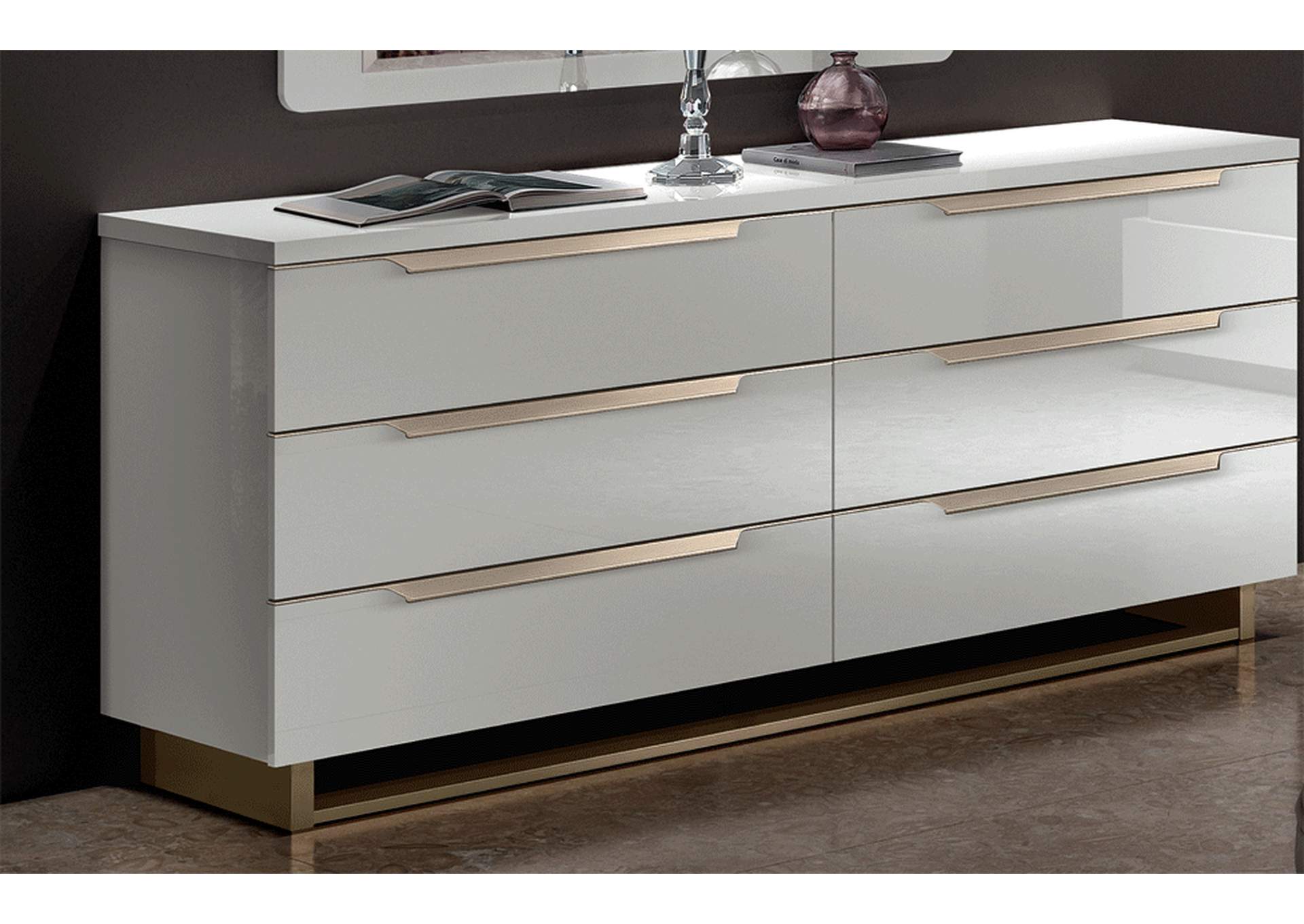 Smart Double Dresser White with Mirror SET image 1