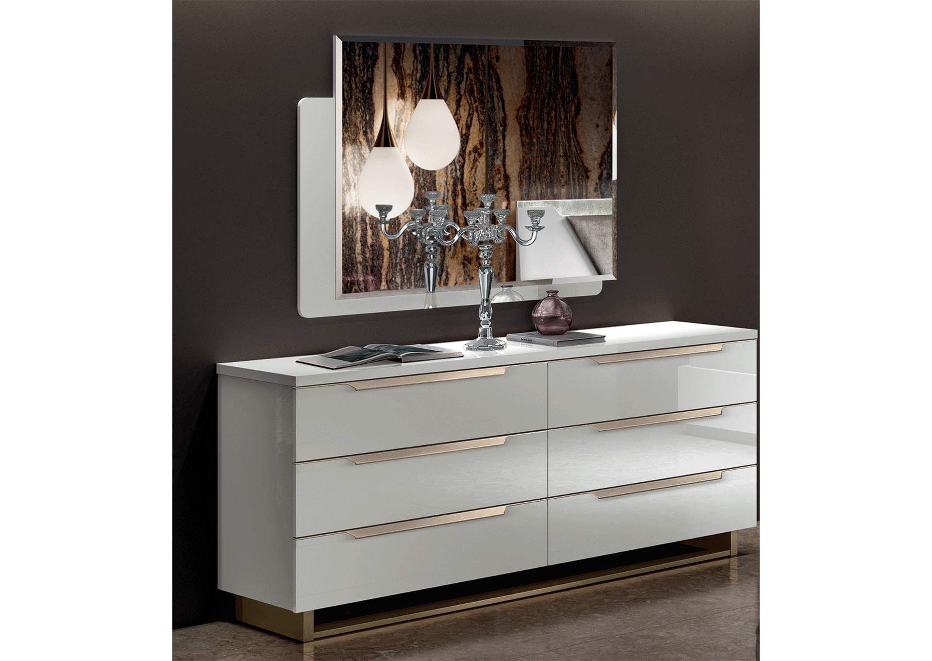 Smart Double Dresser White with Mirror SET image 3