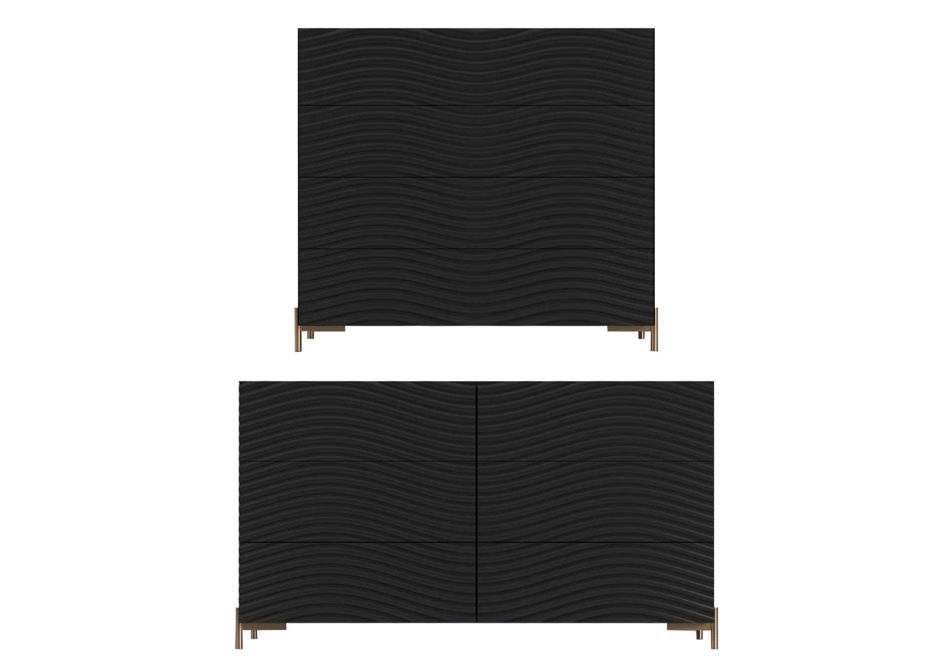 Wave Dresser And Mirror Dark Grey SET image 1