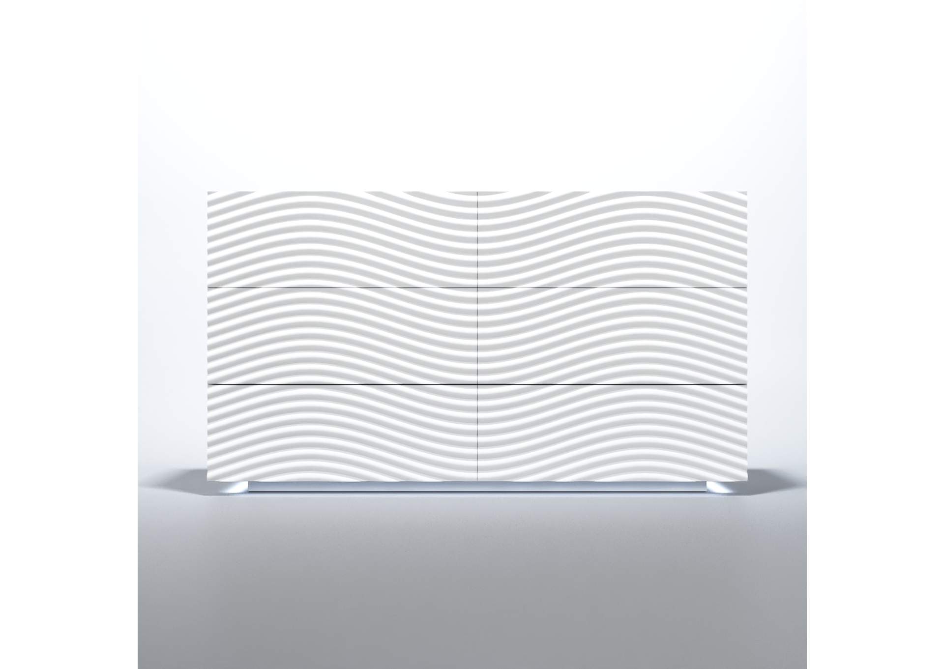 Wave Dresser And Mirror White SET image 3