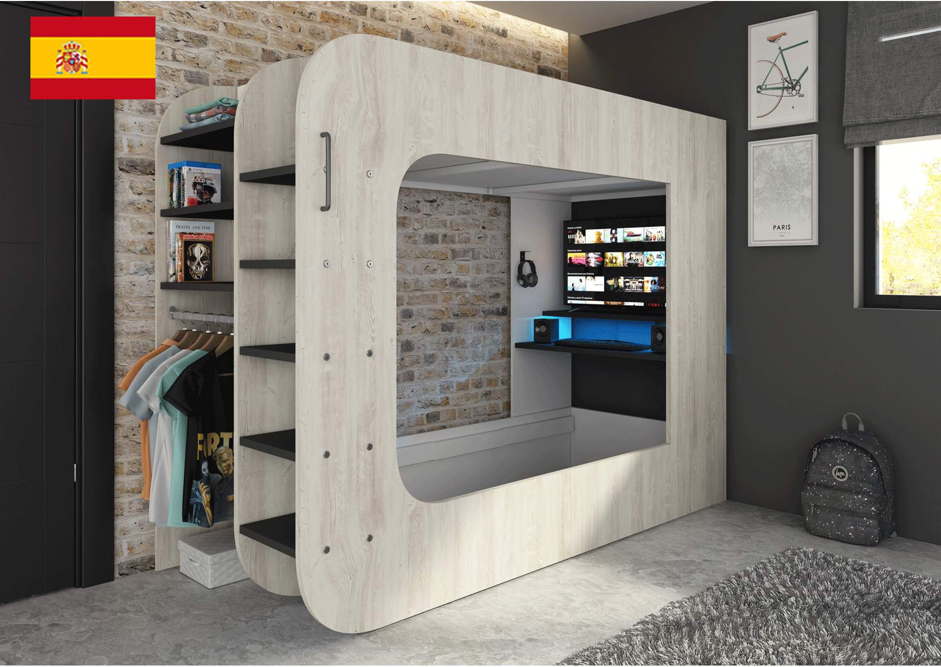 Gamer Bed 35.43" X 78.7" Natural Color SET image 1