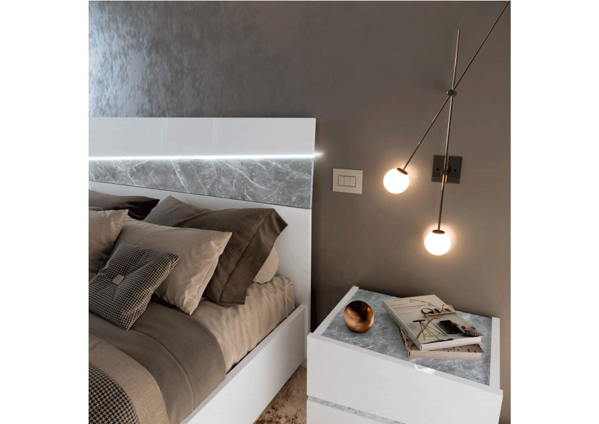 Alba Bed with Light, Italy SET image 6