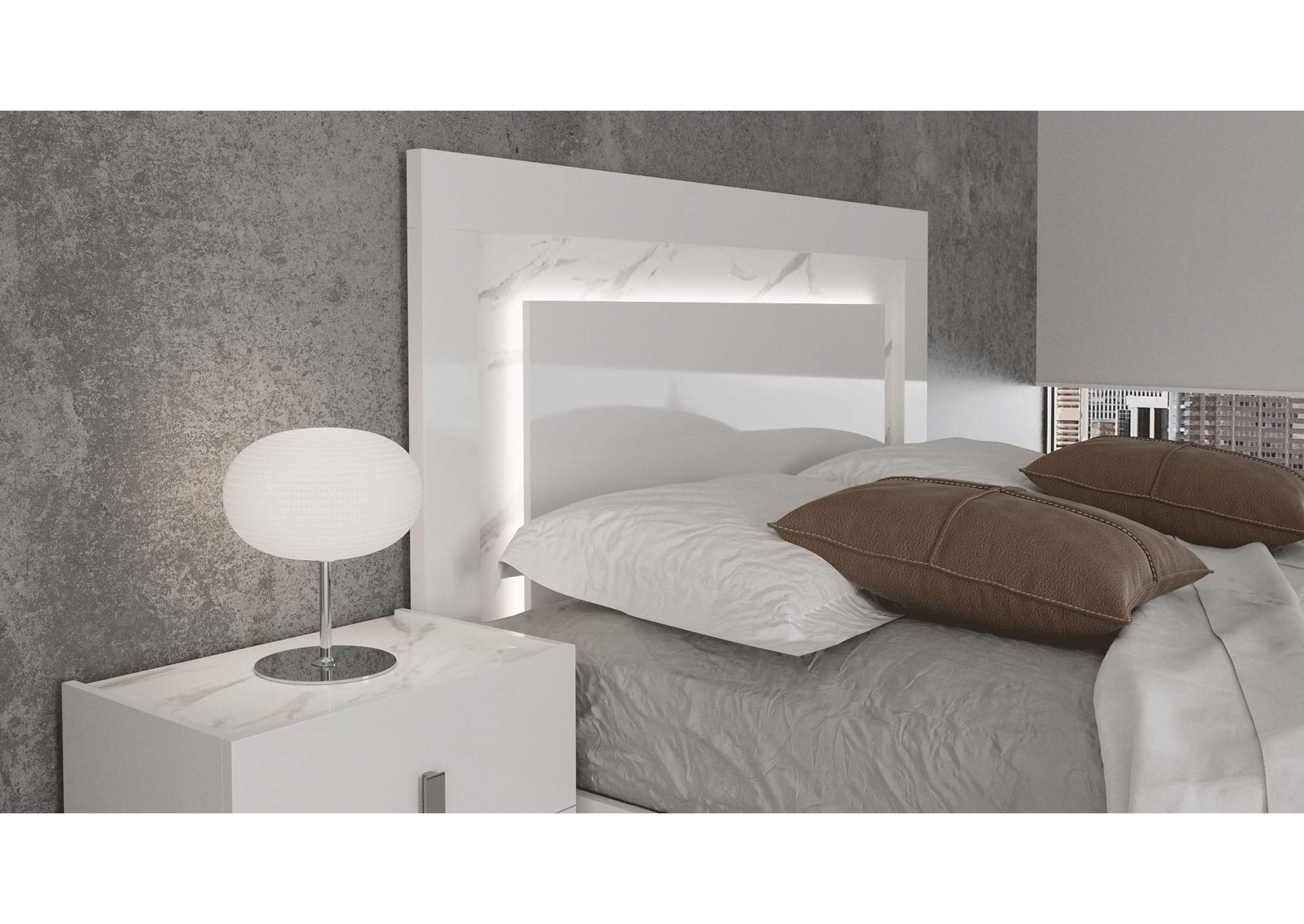 Carrara Bed White with Light SET image 5