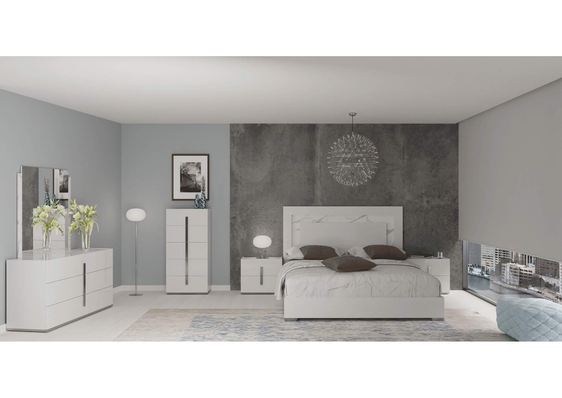 Carrara White Dresser - Mirror SET image 3