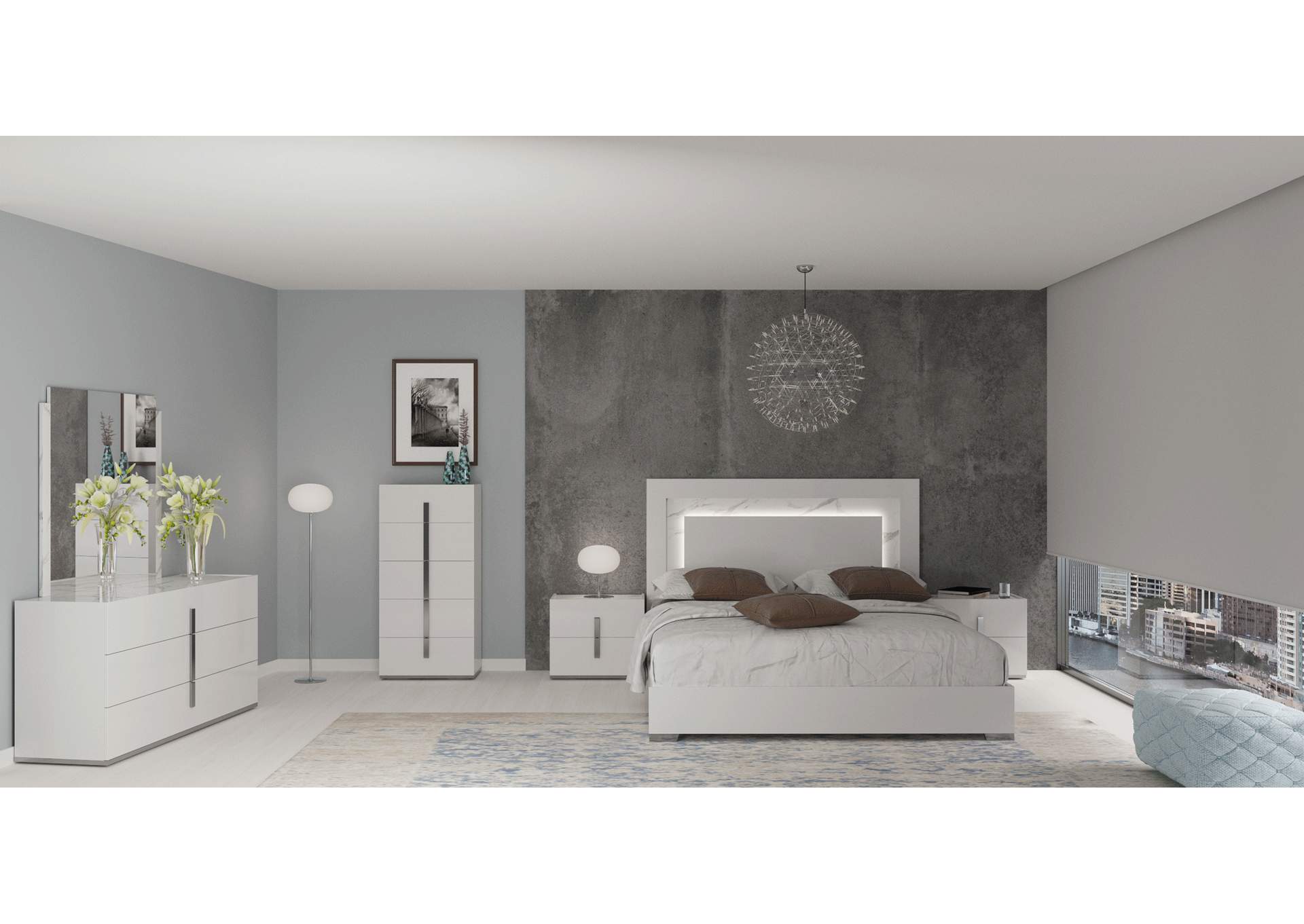 Carrara White Bedroom with Light SET image 10