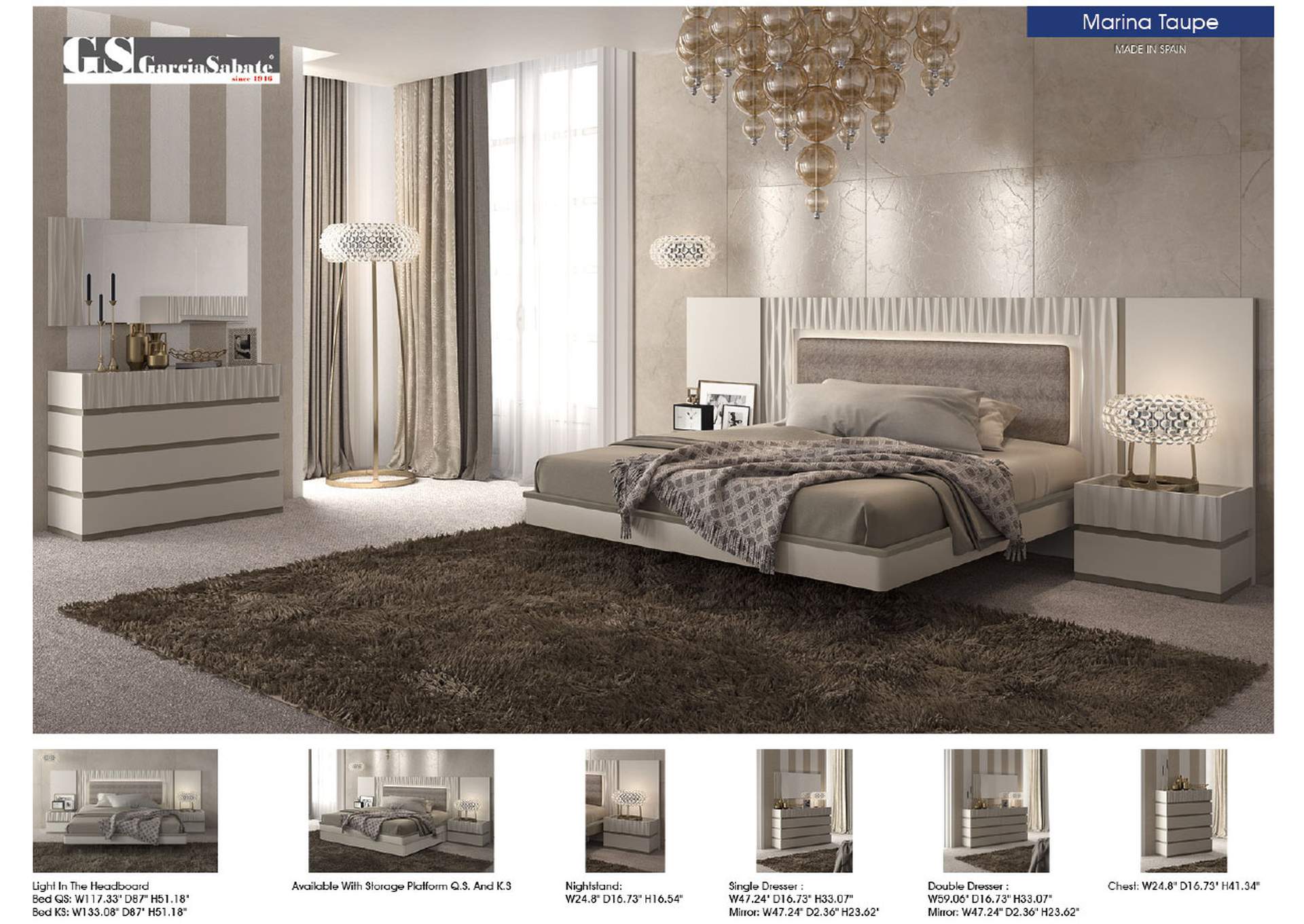 Marina Taupe Bedroom SET image 9