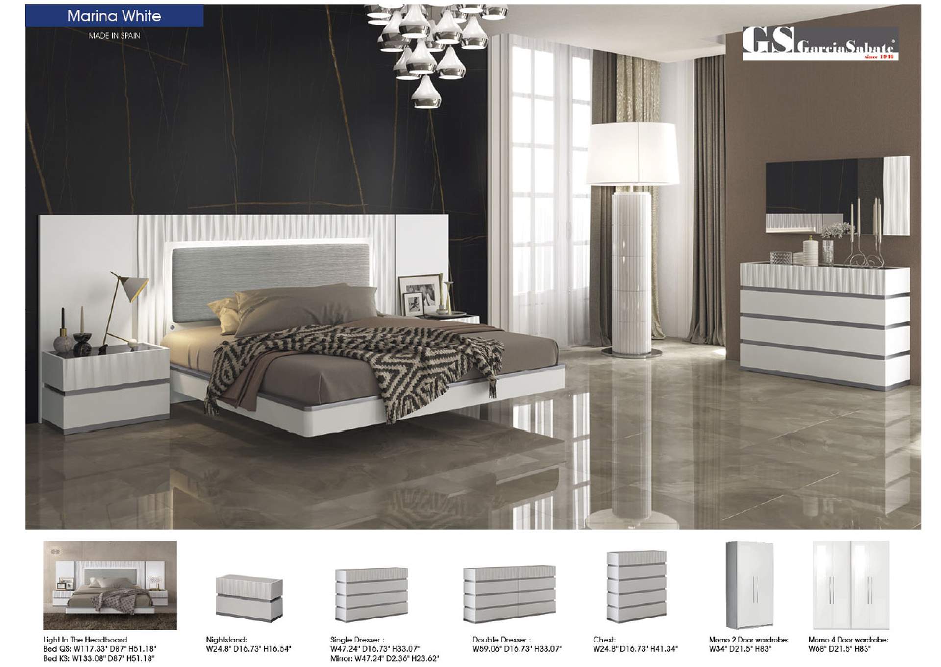 Marina White Bedroom SET image 3