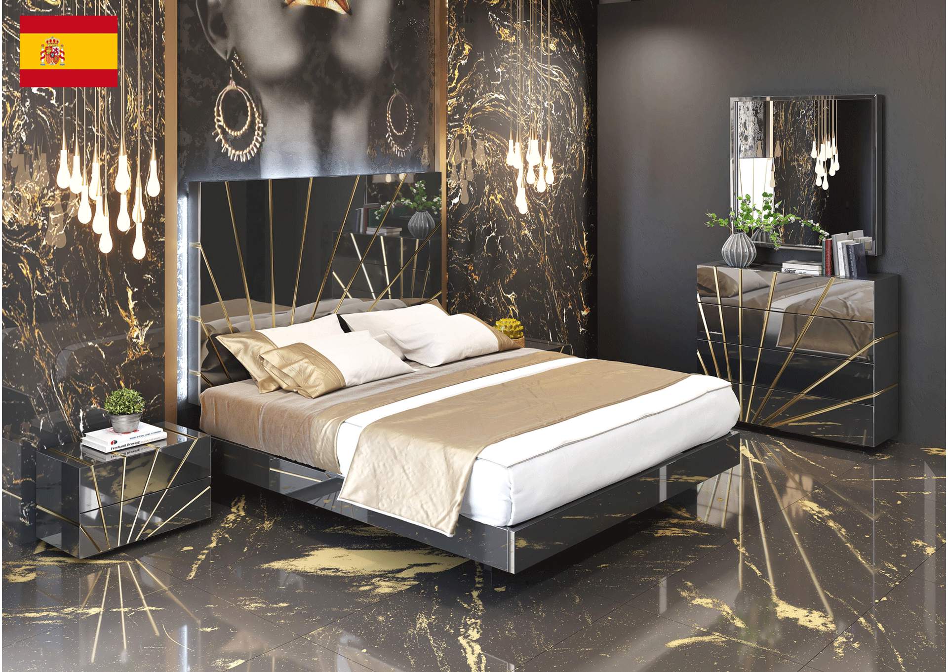 Oro Black Bedroom Comp 2 SET image 1
