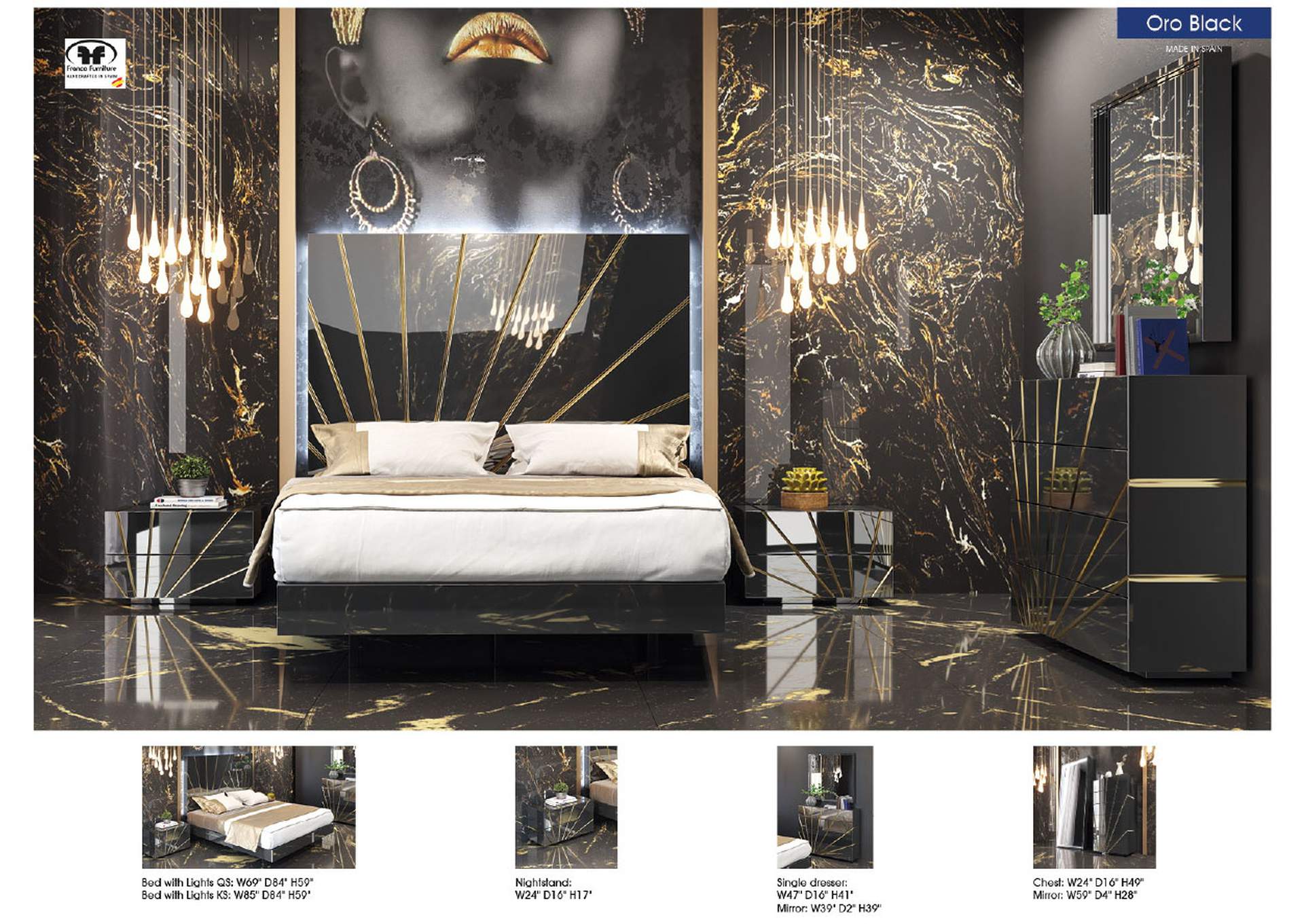 Oro Black Bedroom Comp 2 SET image 3