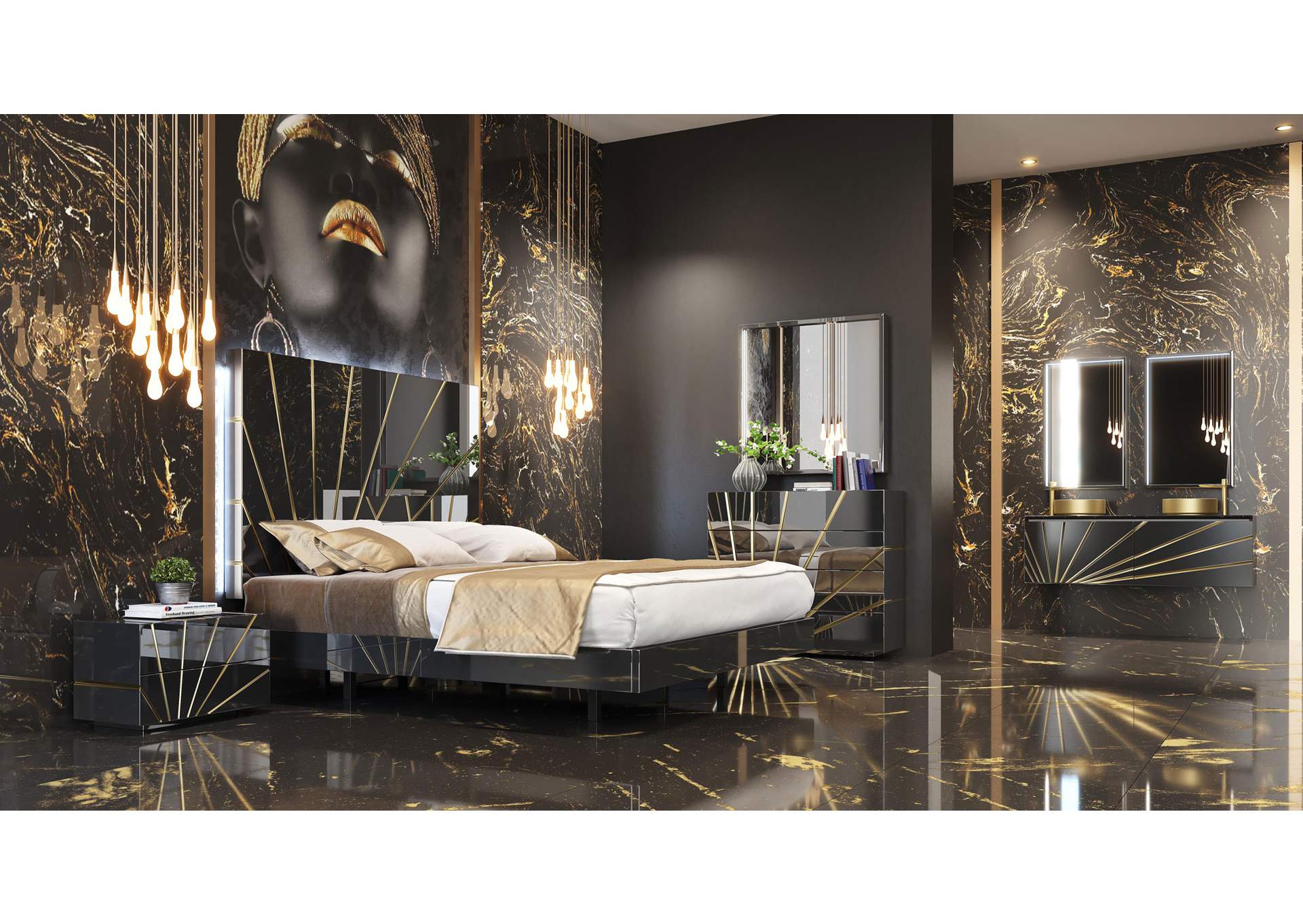 Oro Black Bedroom Comp 2 SET image 7