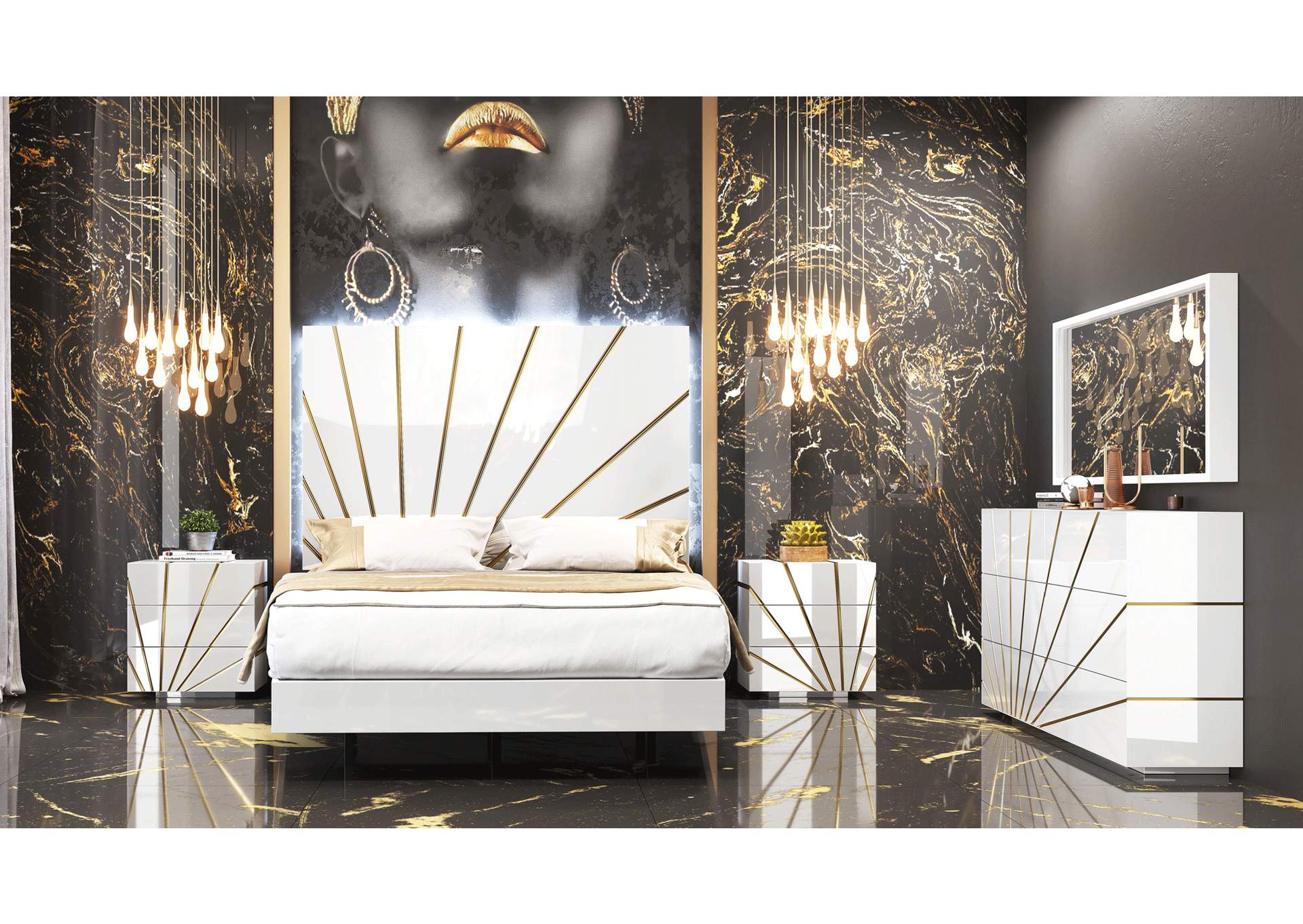 Oro White Bedroom Comp 2 SET image 7