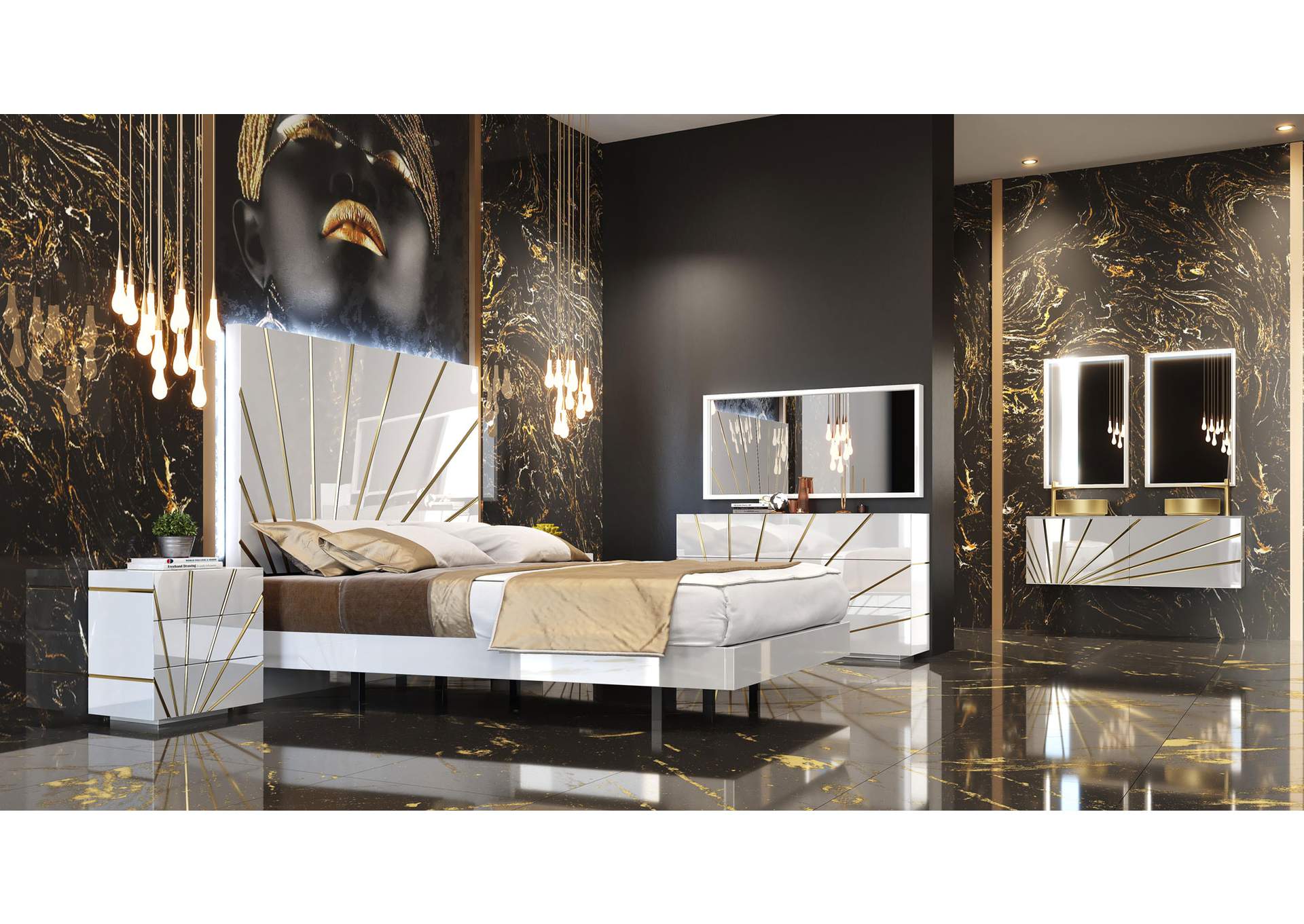 Oro White Bedroom Comp 2 SET image 6