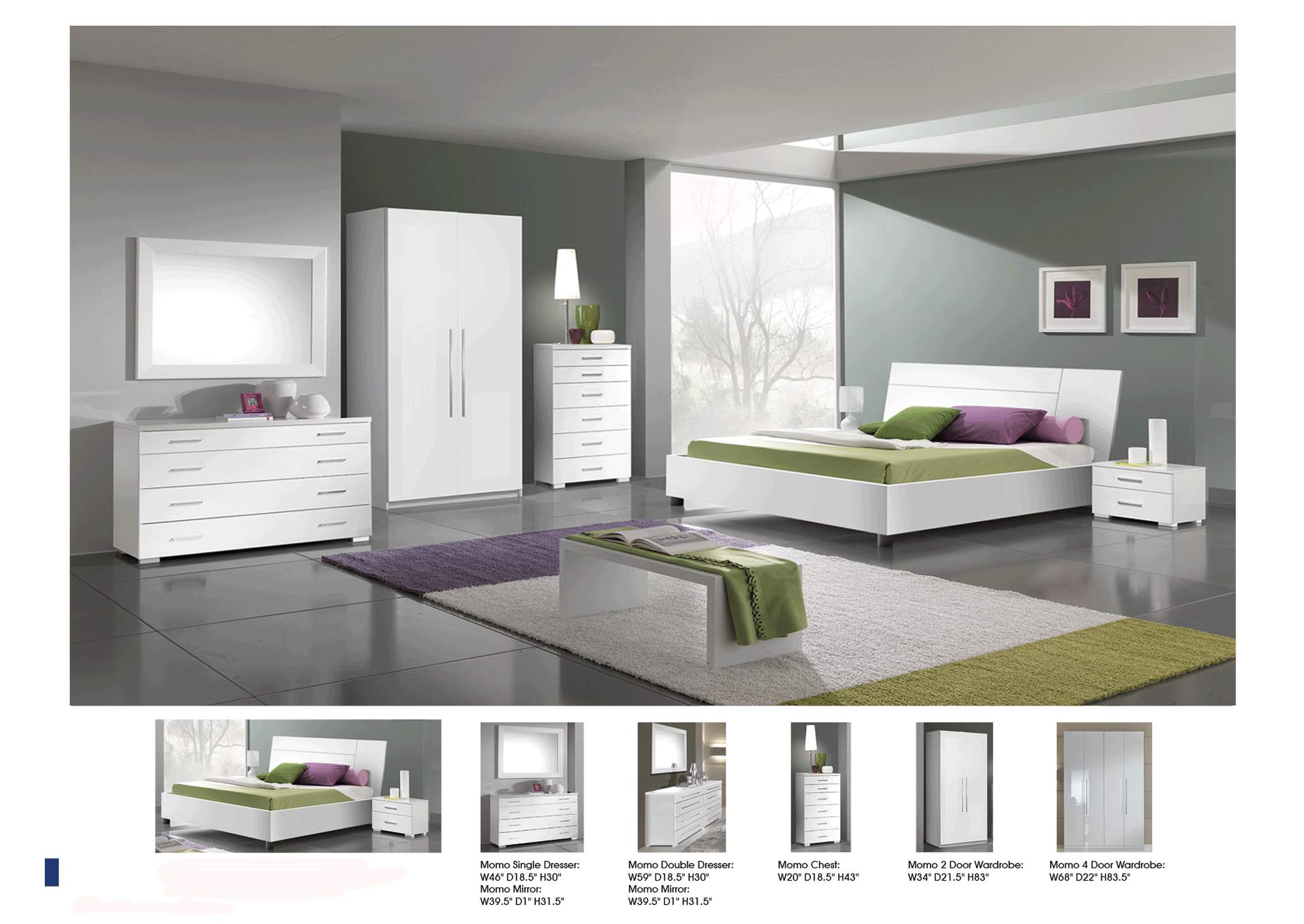 Panarea Bedroom White with Momo Cases SET image 4
