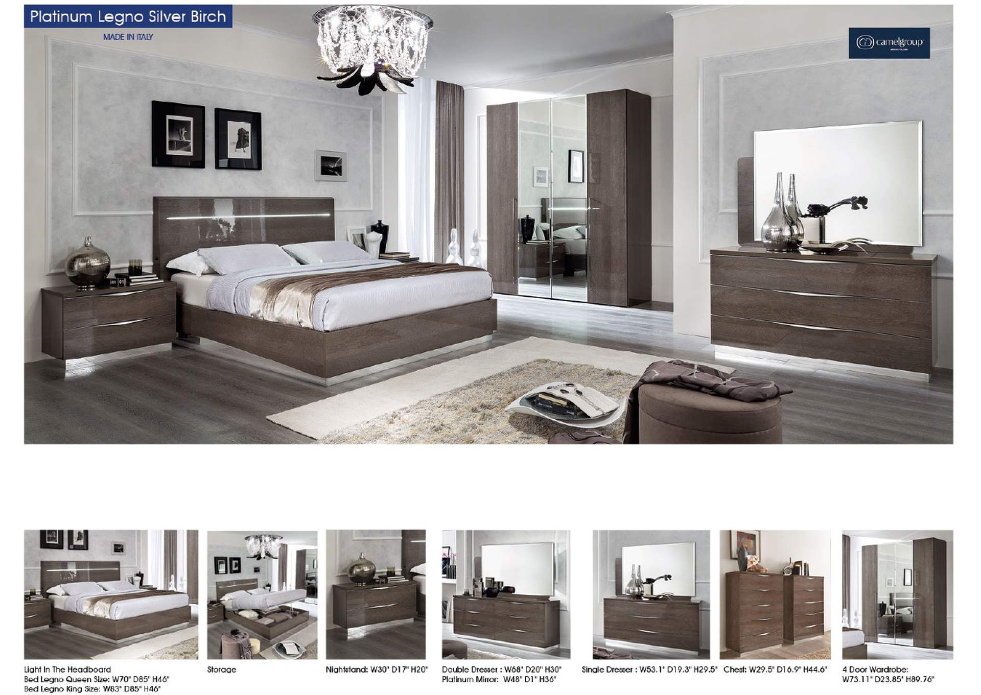 Platinum Legno Bedroom Silver Birch SET image 9