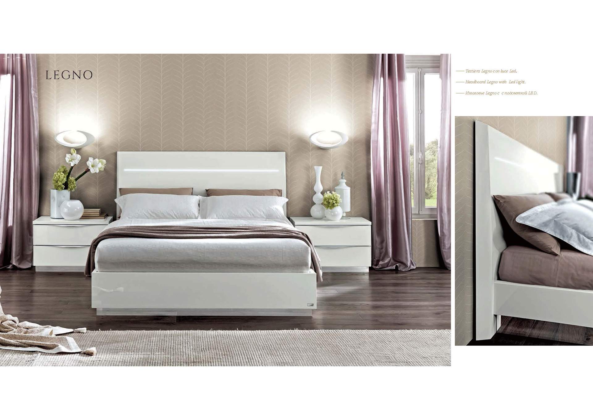 Onda Legno White Bed with Led Lights SET image 4