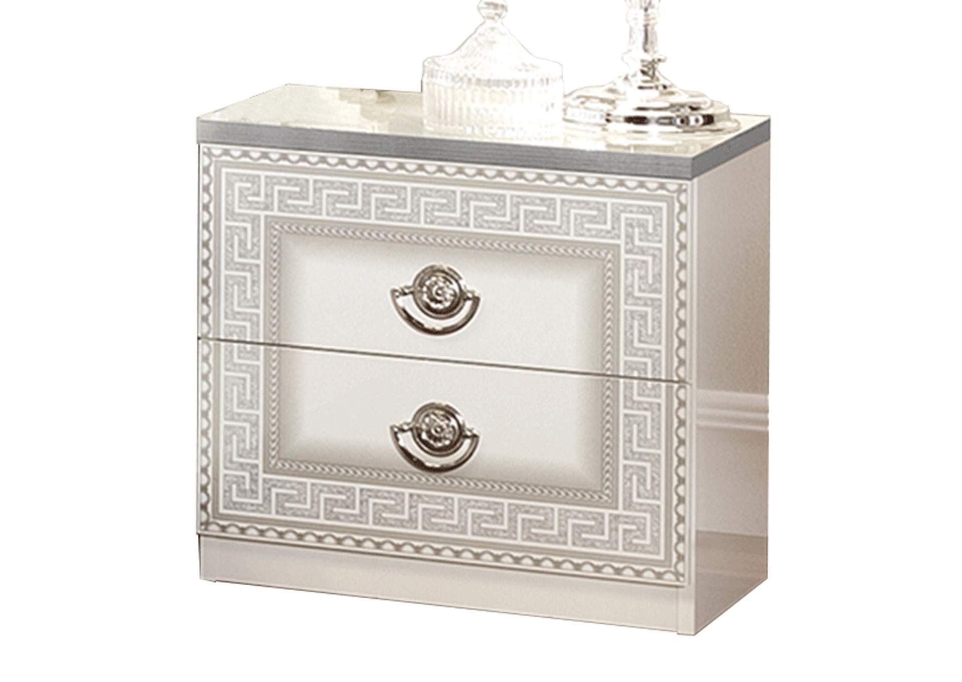 Aida White-silver Nightstand SET image 1