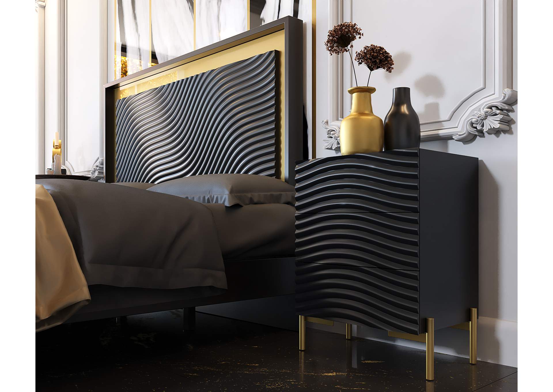 Wave Nightstand Dark Grey SET image 5