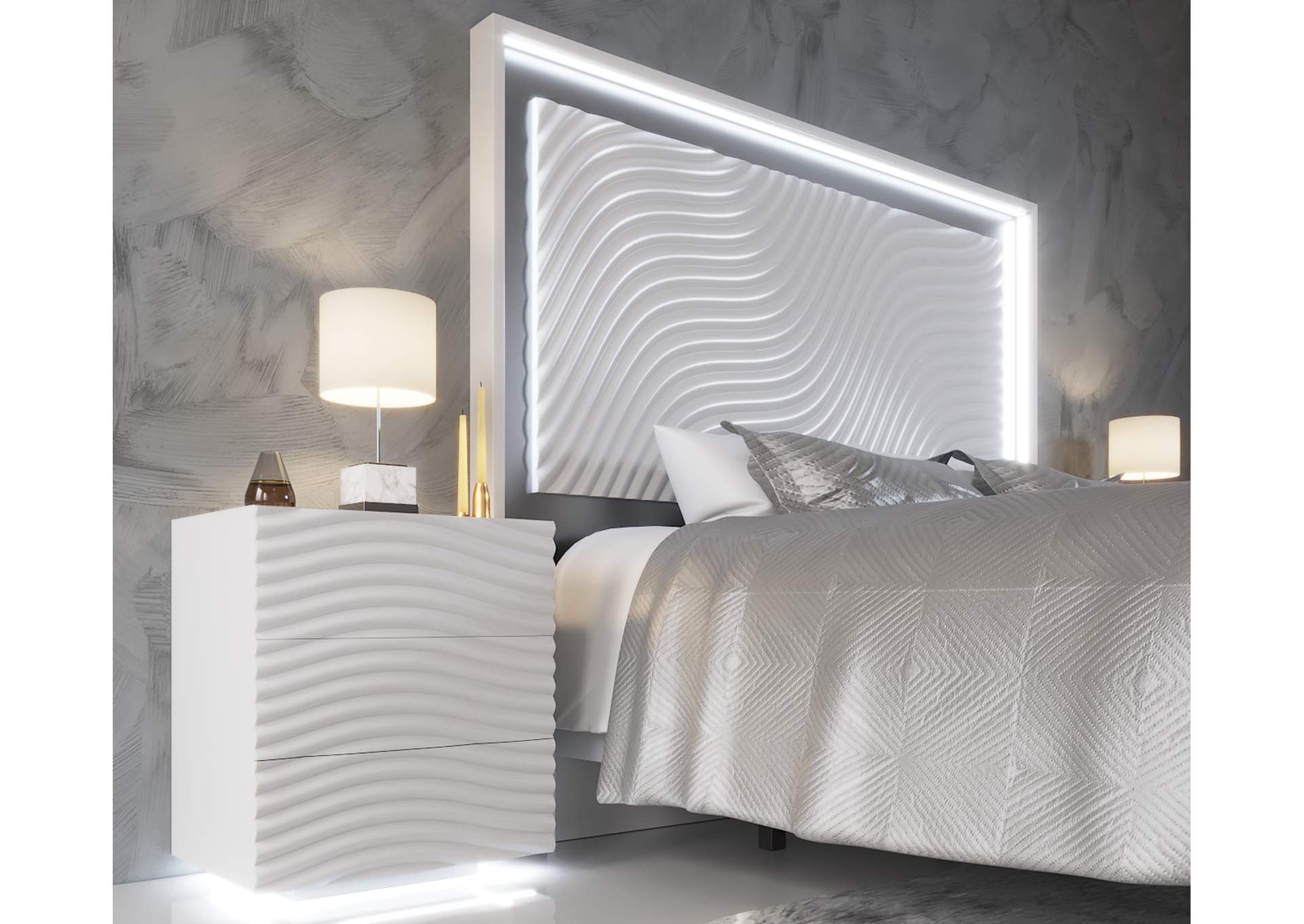 Wave Nightstand White SET image 5