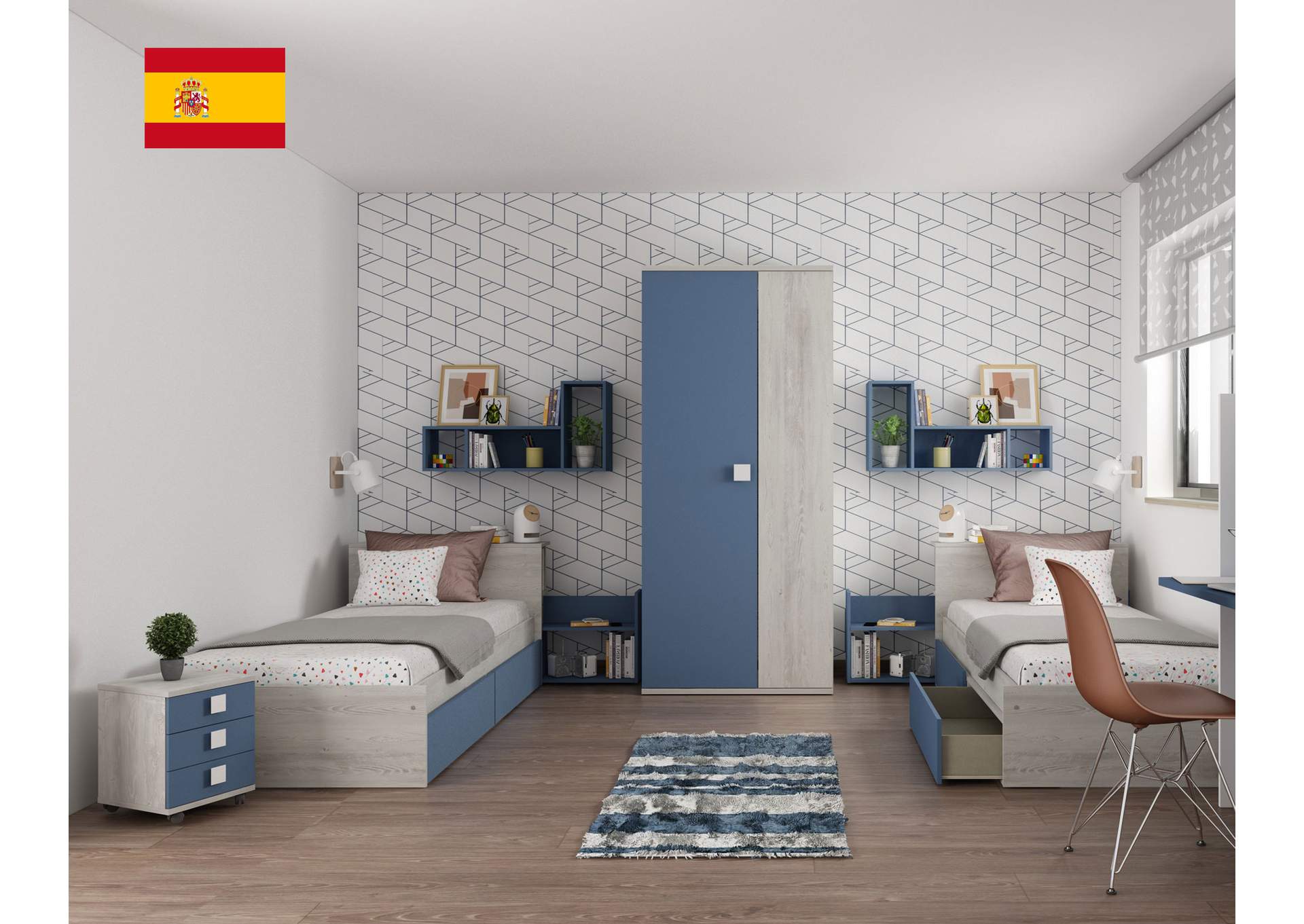 Jazz Kids Bedroom Oak Blue SET image 1