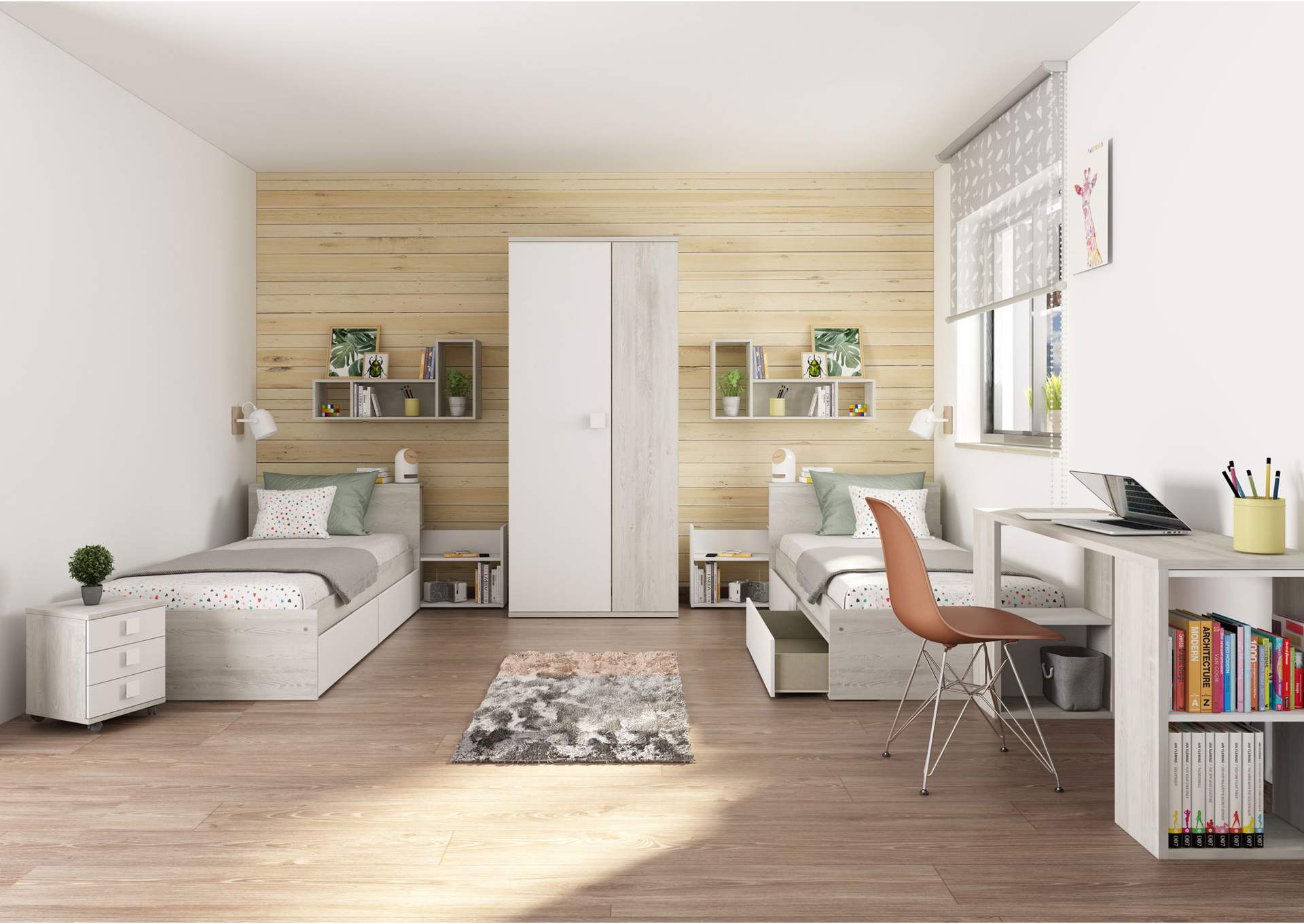 Jazz Kids Bedroom Oak White SET image 3