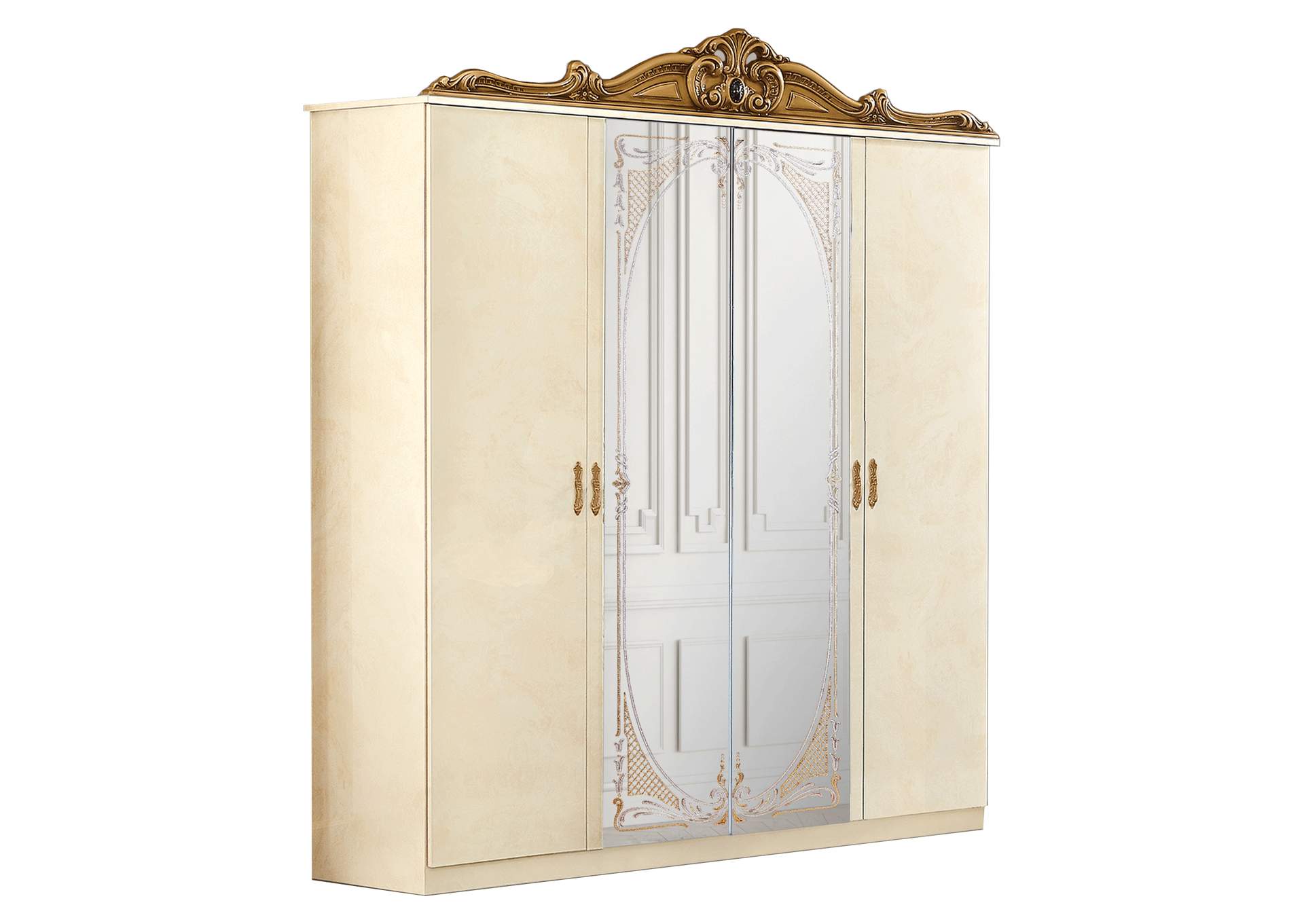 Barocco Ivory - Gold 4 Door Wardrobe SET image 1