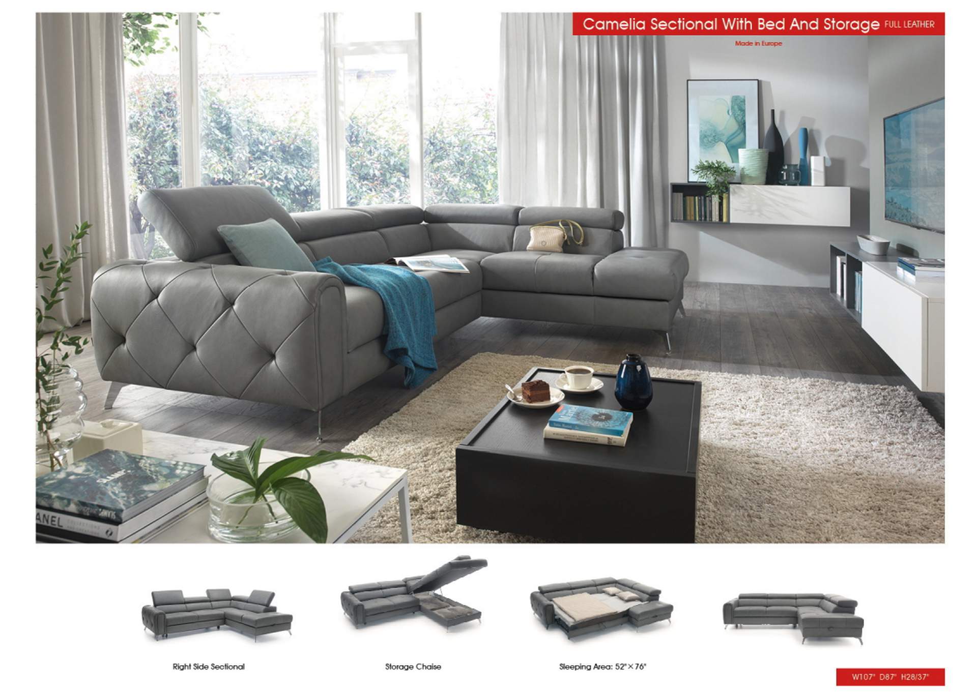 Camelia Sectional with Bed And Storage SET image 3