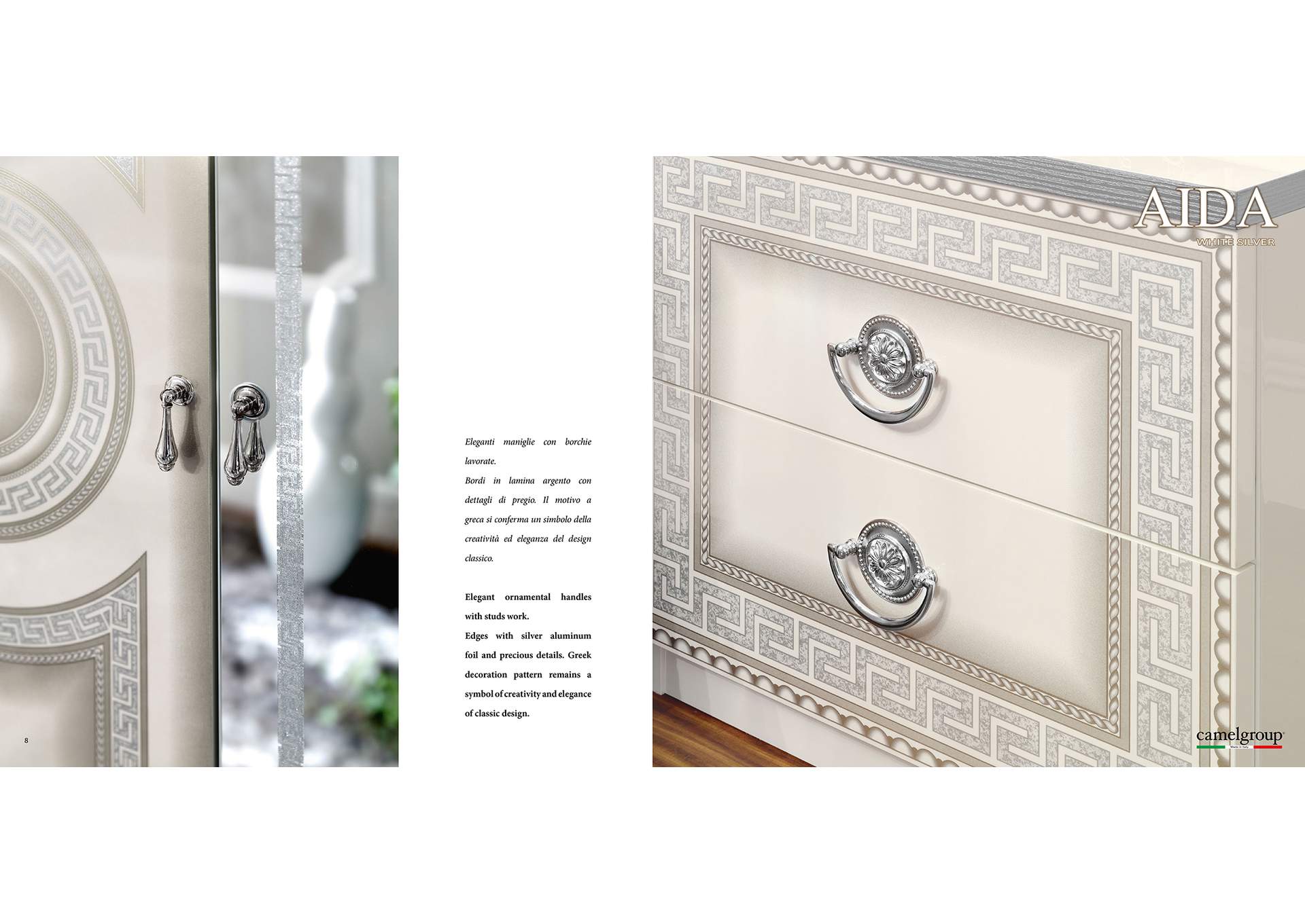 Aida Bedroom, White with Silver, Camel Group Italy SET image 5