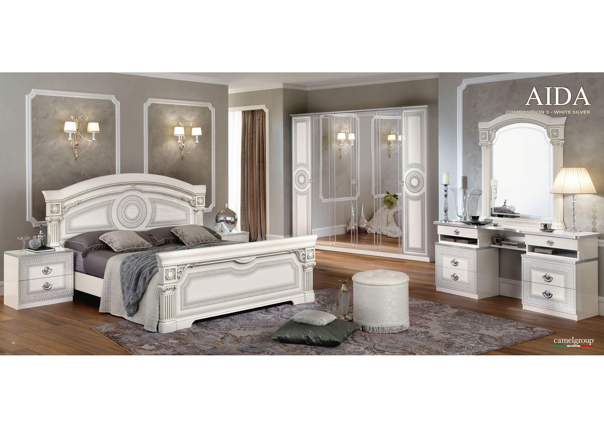 Aida Bedroom, White with Silver, Camel Group Italy SET image 6