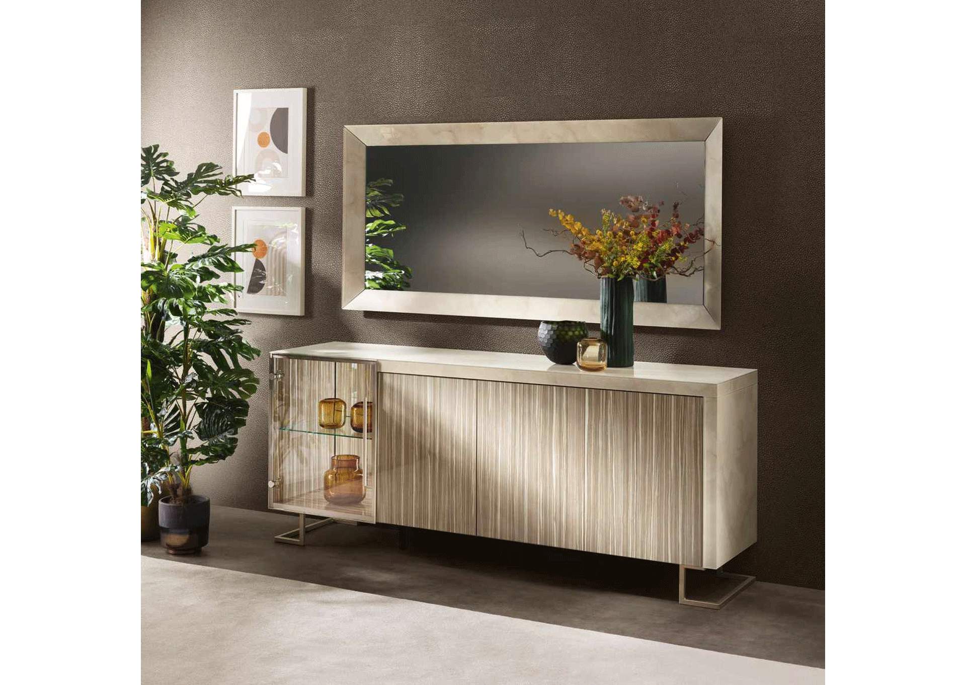 Luce 4 Door Buffet with Mirror SET image 1