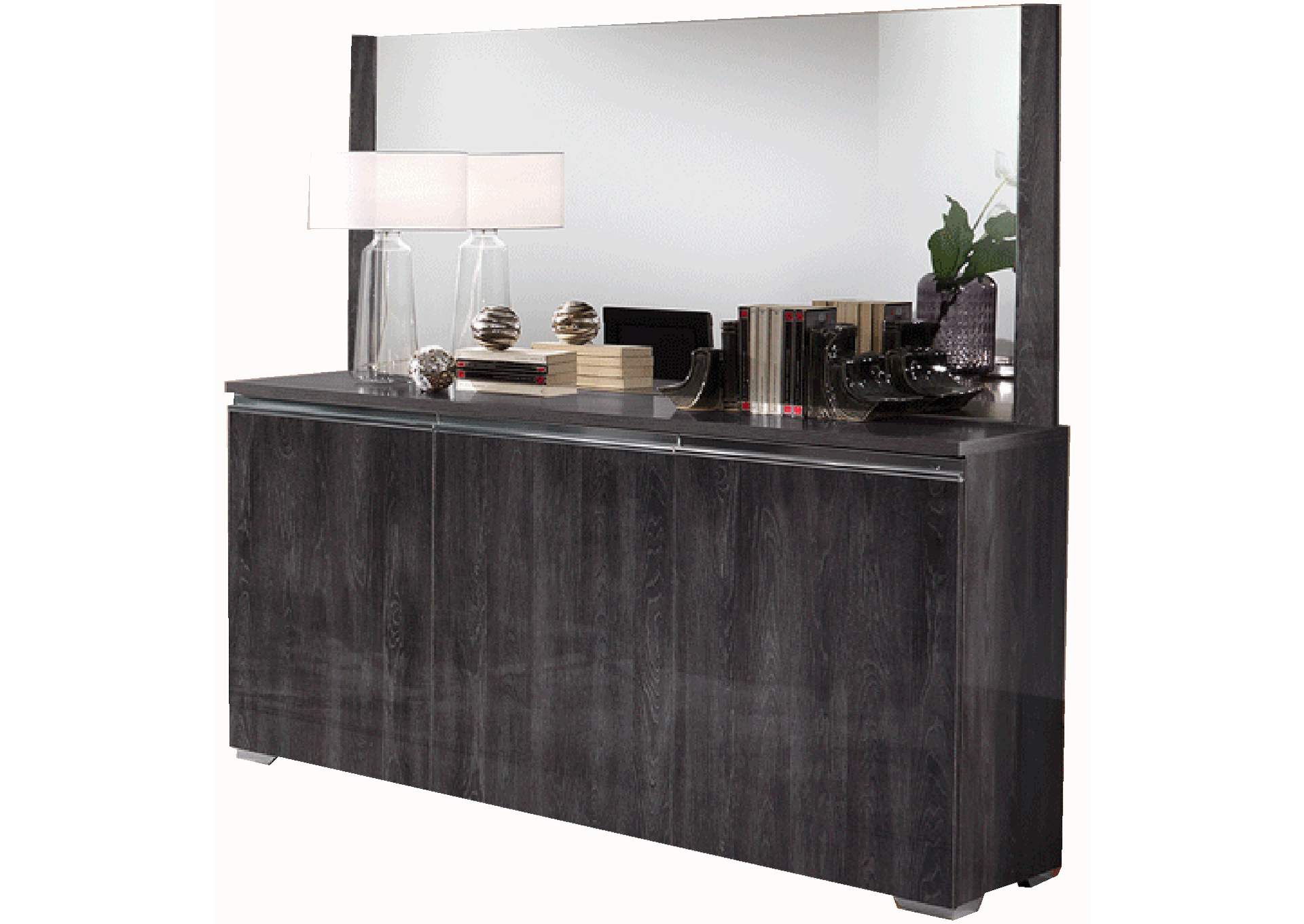 Oxford 3 Door Buffet Grey with Mirror SET image 1