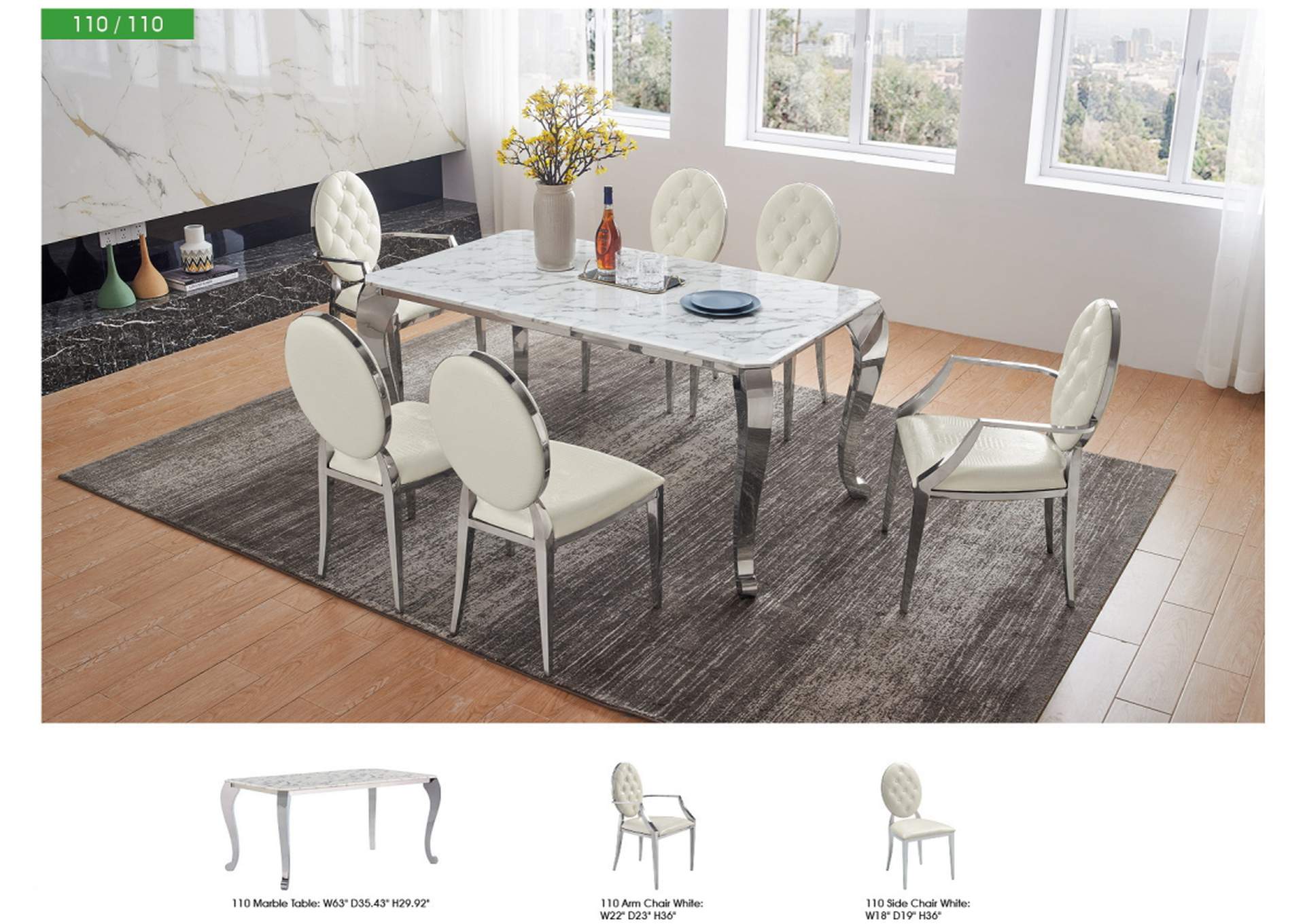 110 Marble Dining Table SET image 5