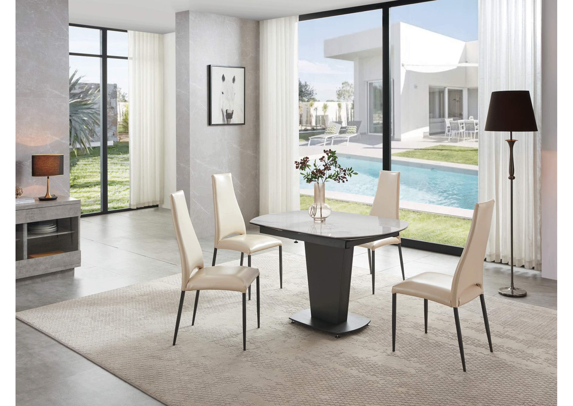 2417 Marble Table White with 3405 White Chairs SET image 5