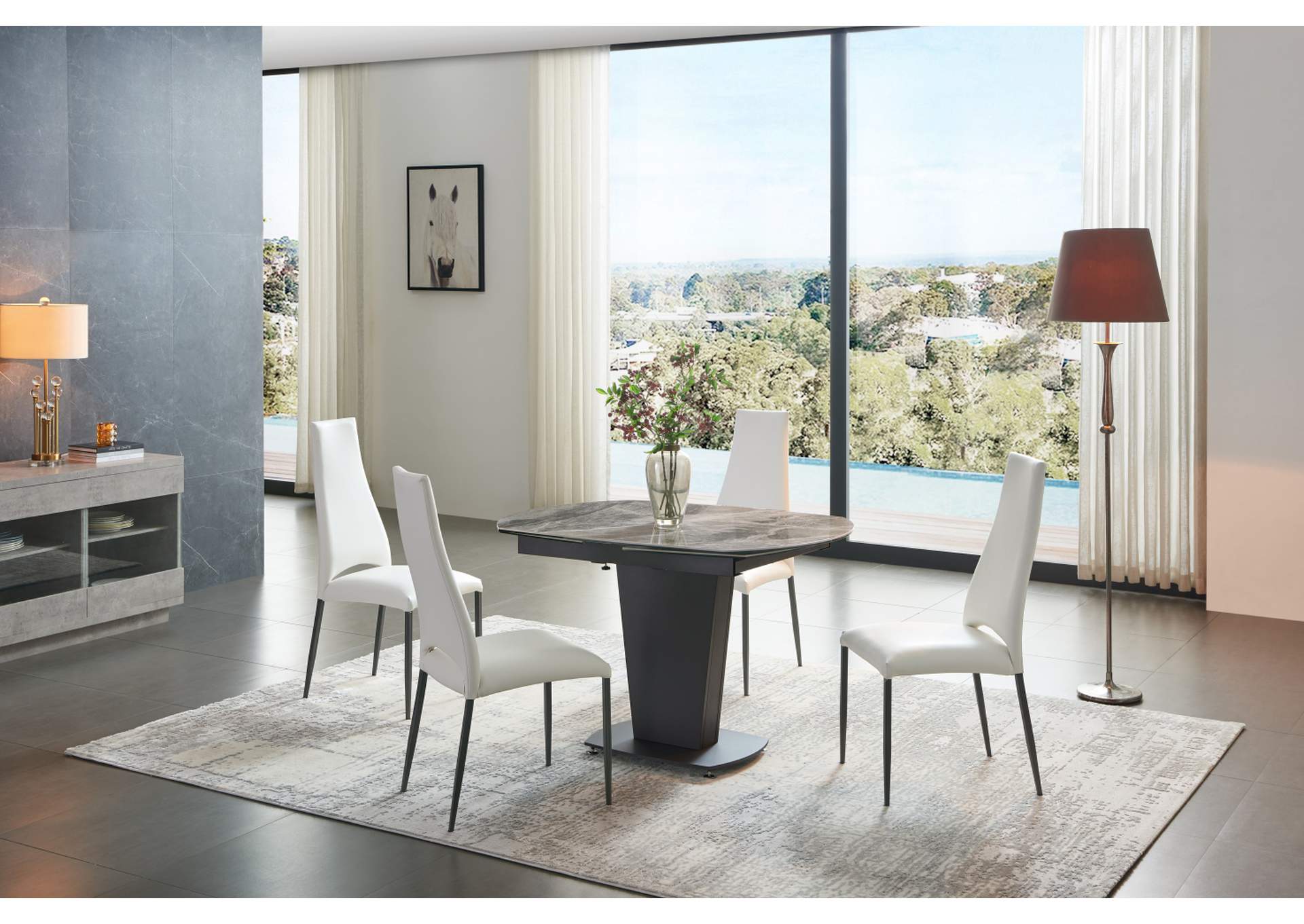 2417 Marble Table Grey Taupe with 3405 Chairs Beige SET image 11